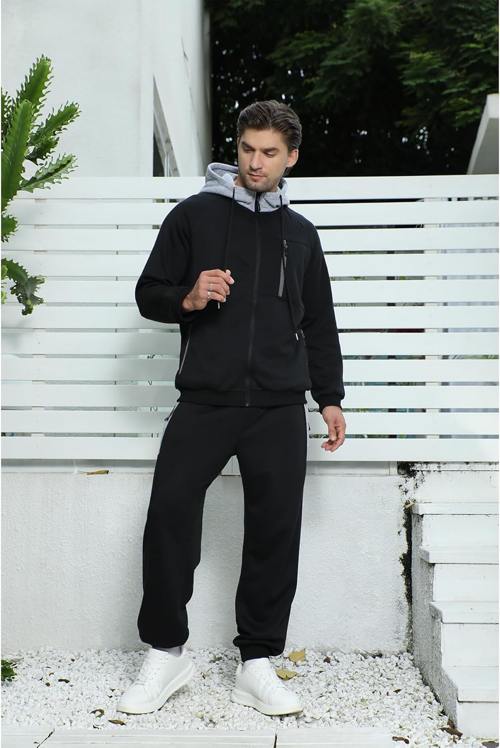 Long Sleeve Full-Zip Jogging Sweatpants 2 Piece Patchwork Sportsuits