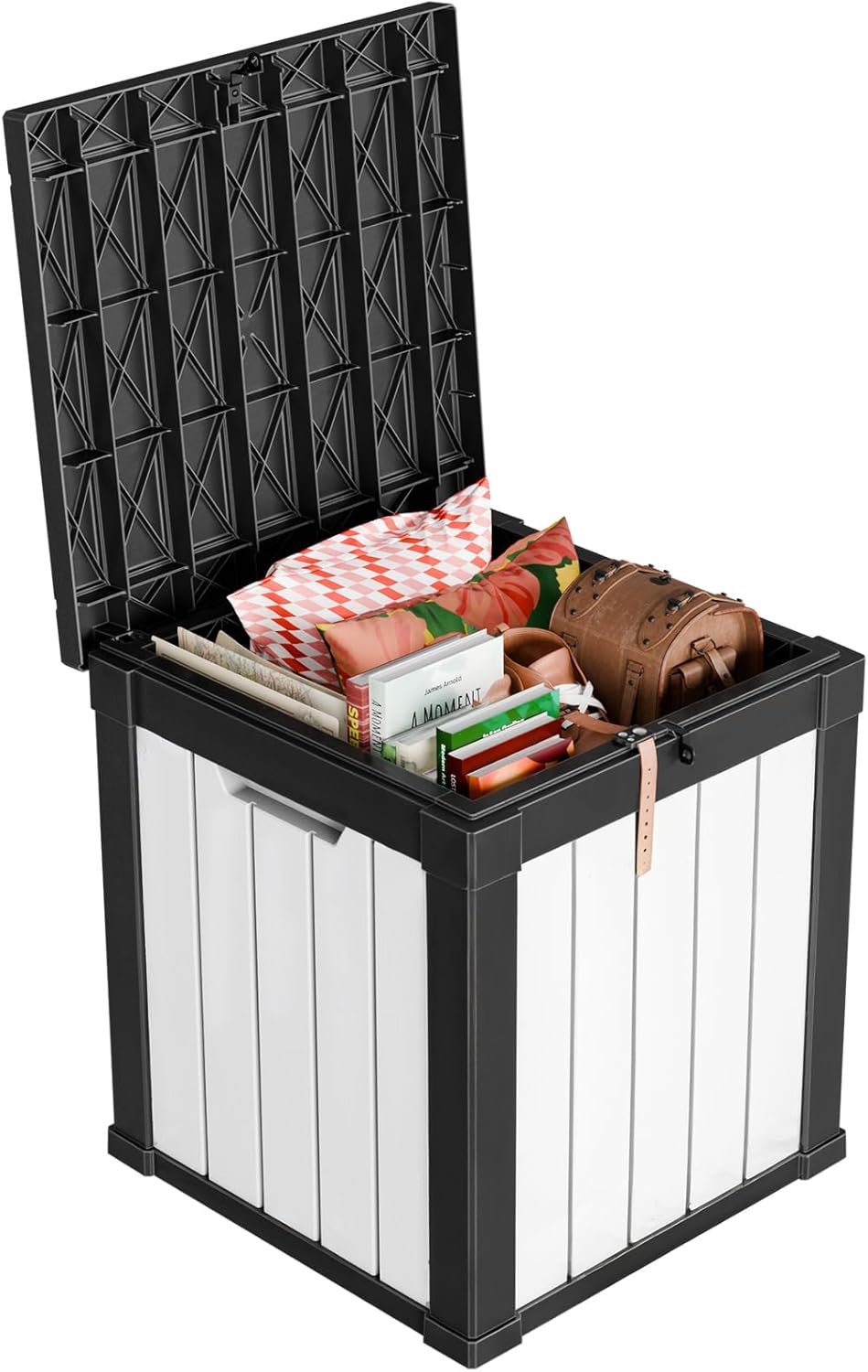 100 Gallon Resin Deck Box Lockable Waterproof Outdoor Storage Black