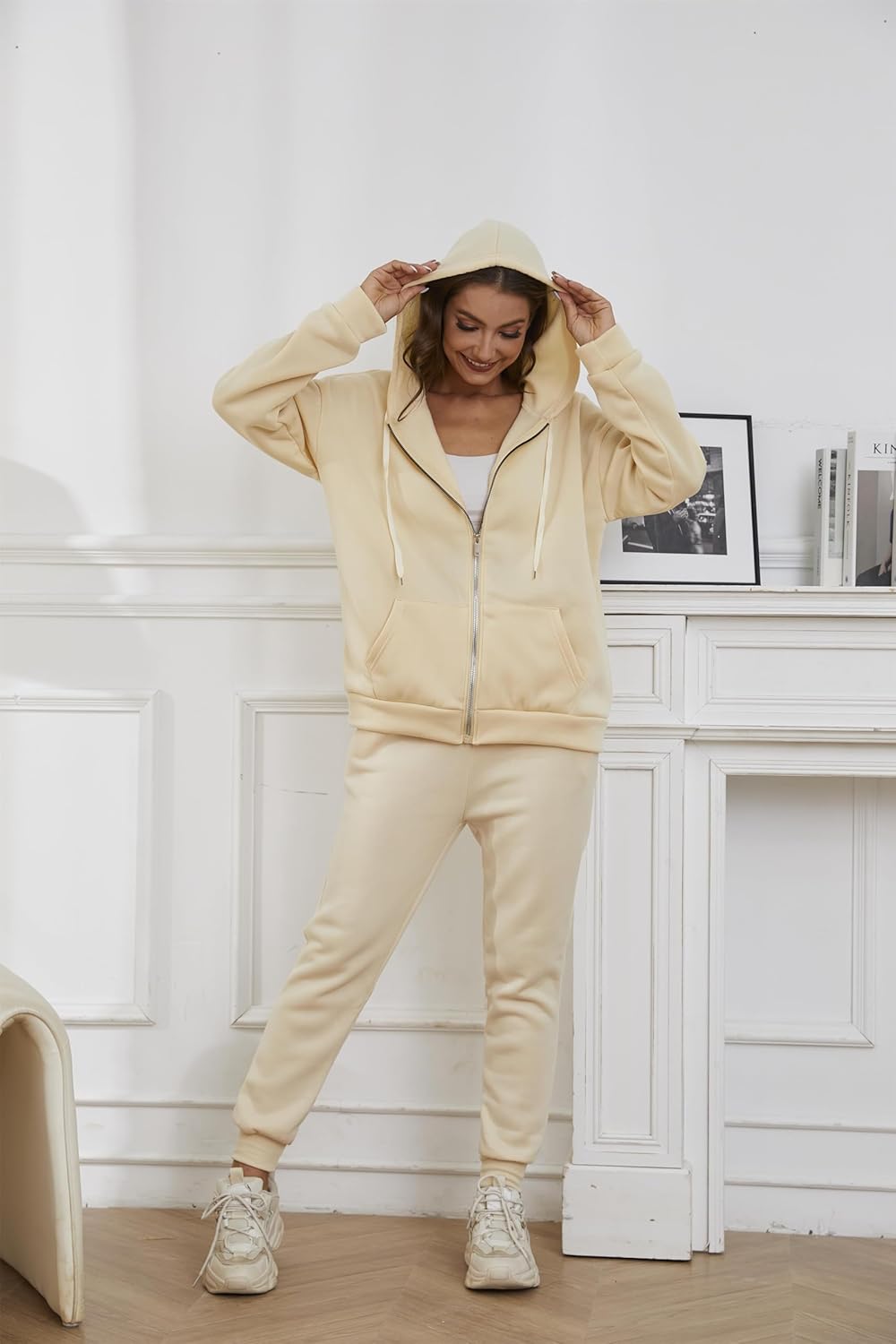 Hooded Sweatshirt 2 Pieces Set Casual Athletic Jogging Clothes