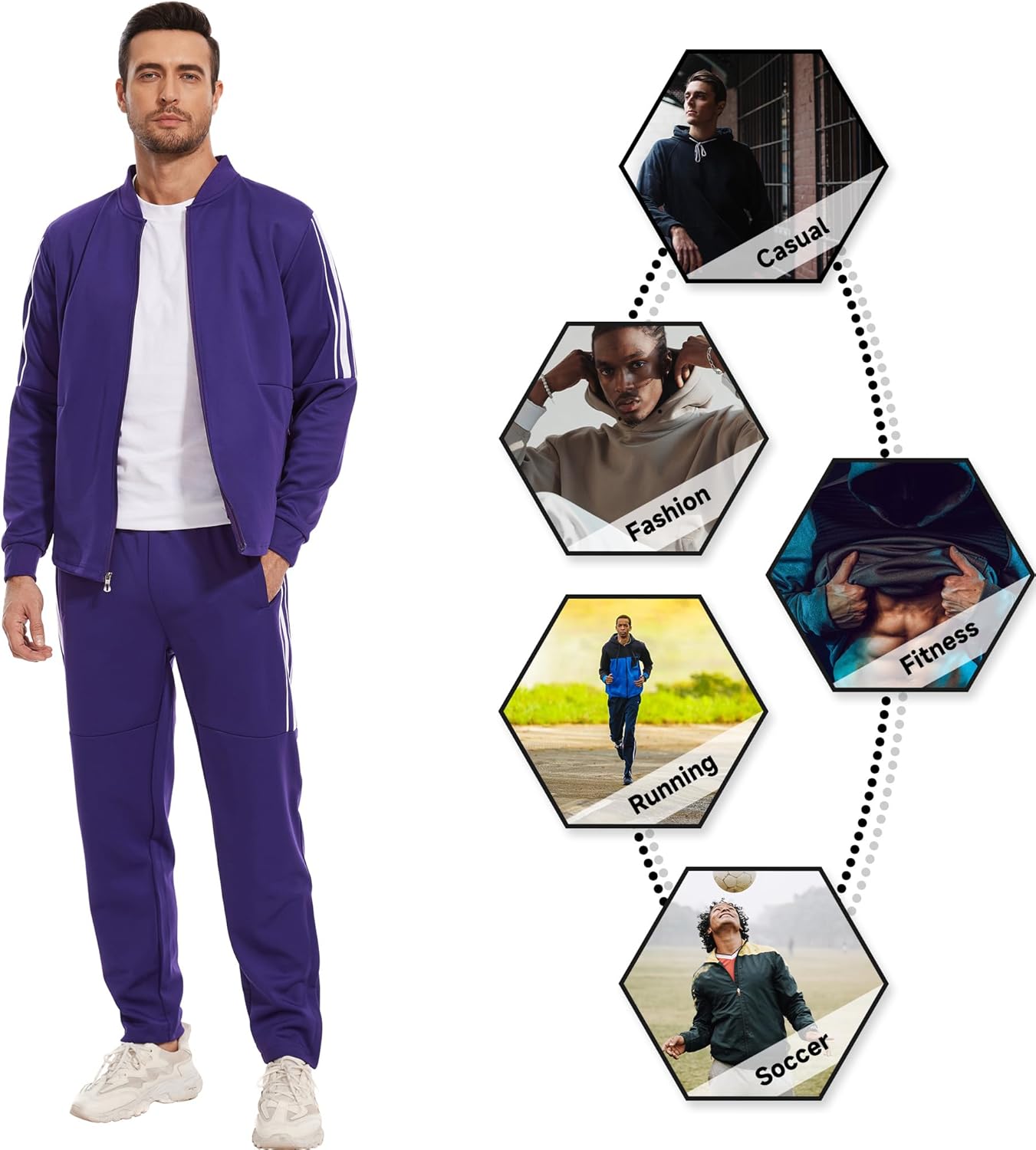 2 Piece Casual Sweat Jogging Suit Set Athletic Full Zip Hoodies