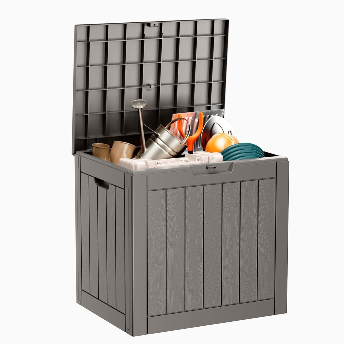100 Gallon Resin Deck Box Lockable Waterproof Outdoor Storage Black