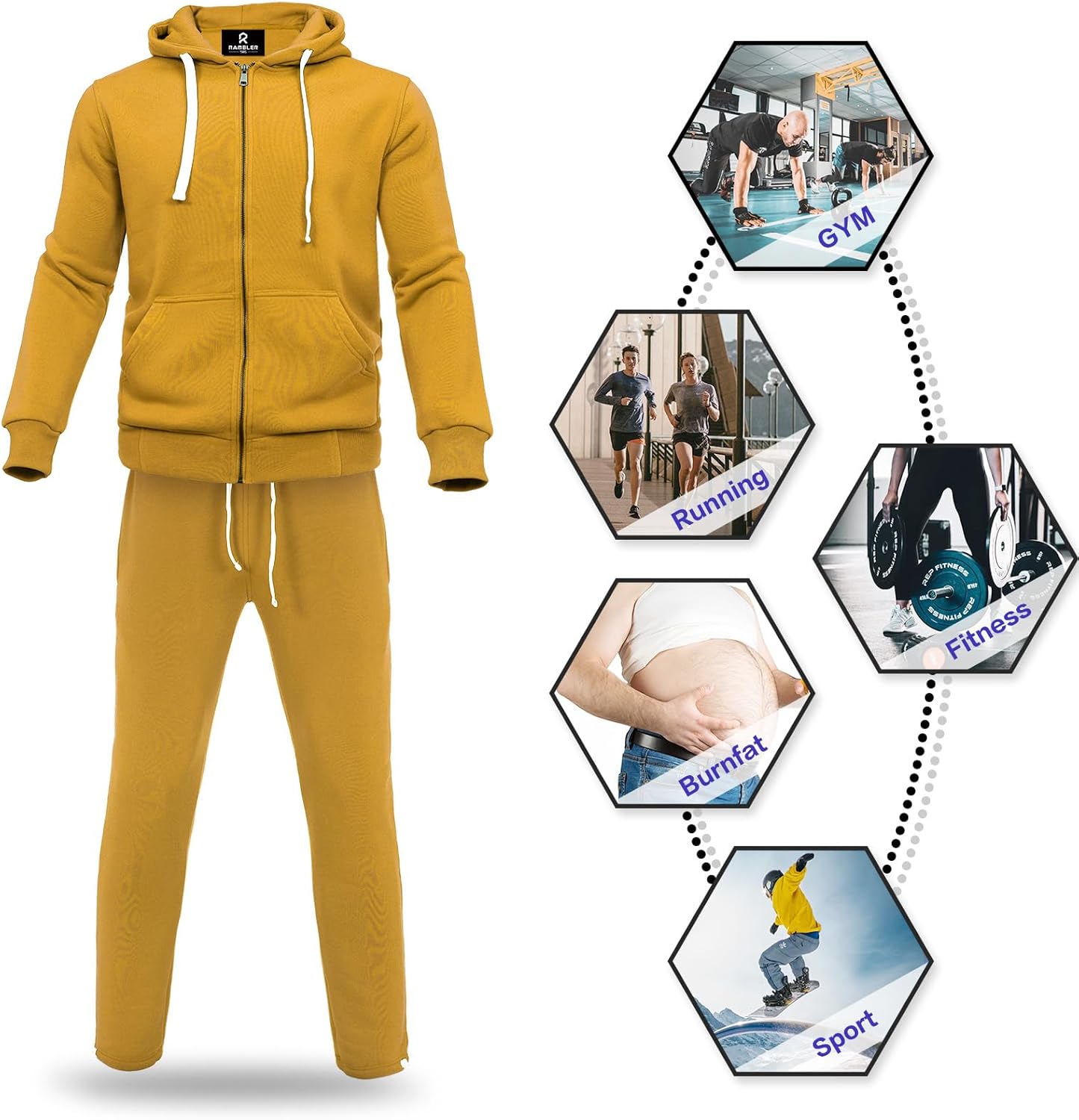 2 Piece Casual Sweat Jogging Suit Set Athletic Full Zip Hoodies