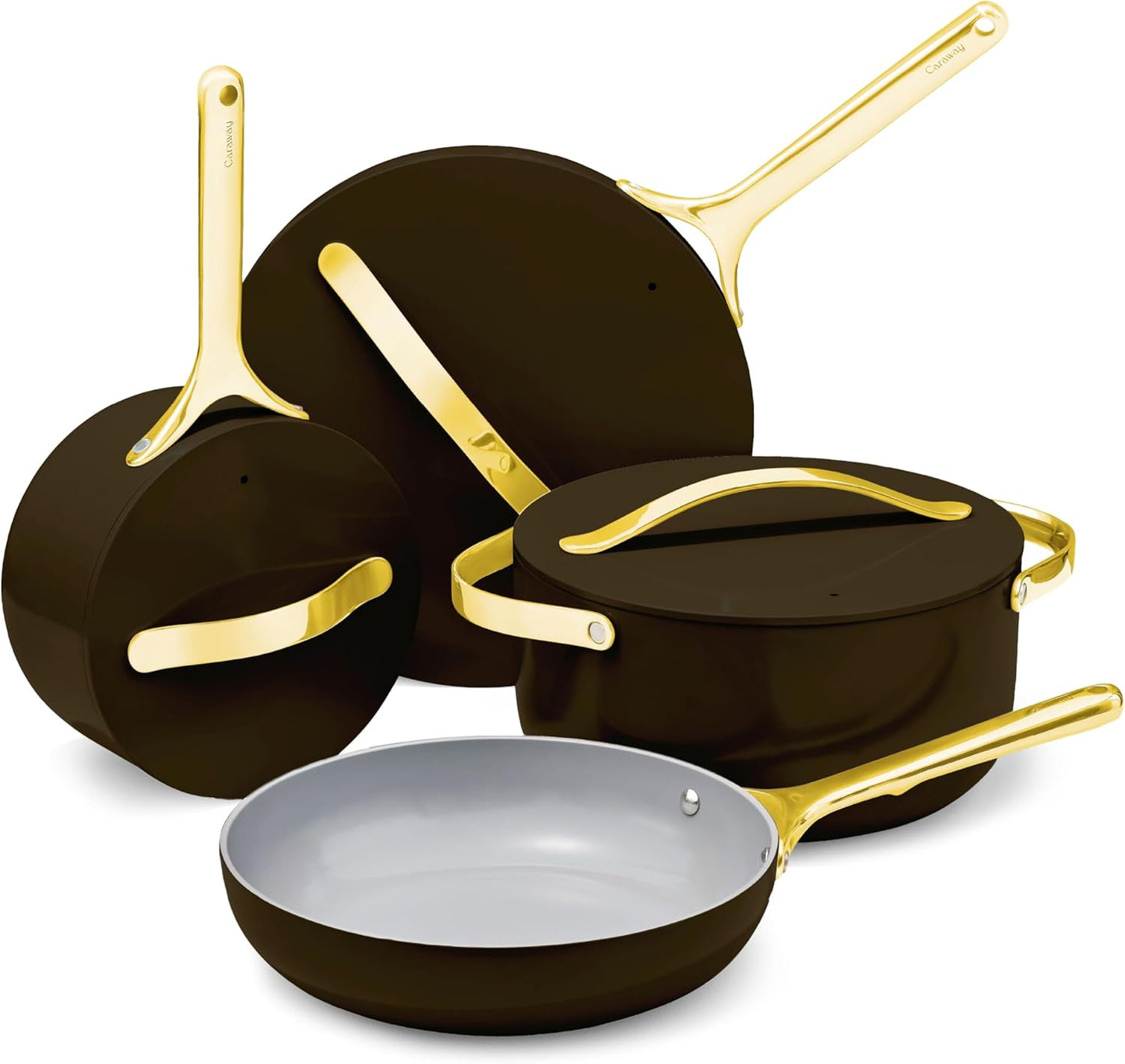 12 Piece Nonstick Ceramic Cookware Set Pots Pans Lids and Kitchen Storage Black