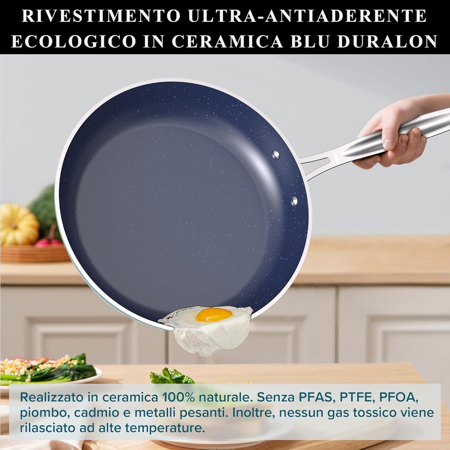 Duralon Blue Ceramic Nonstick Cookware Set Diamond Infused PFAS Free