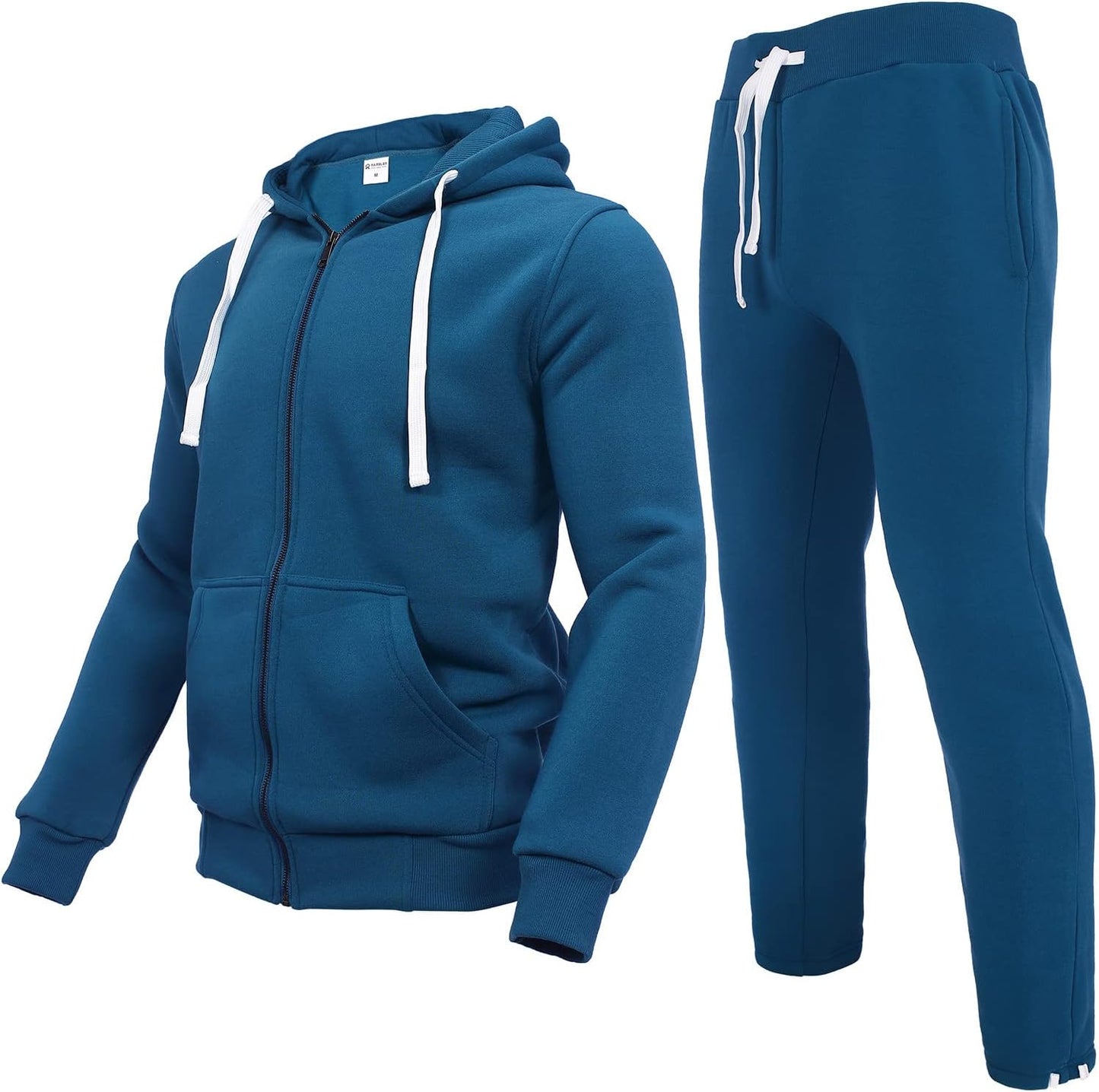 2 Piece Casual Sweat Jogging Suit Set Athletic Full Zip Hoodies