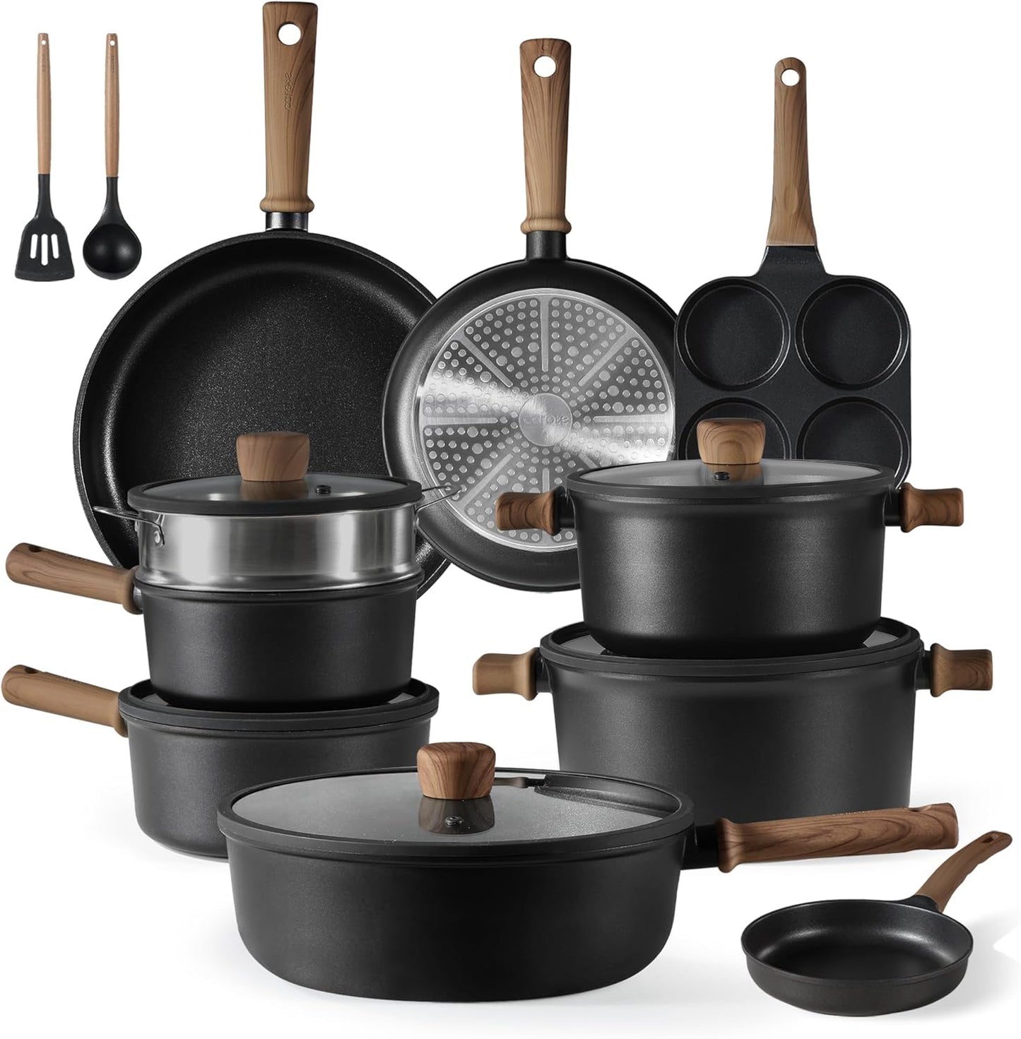 16 Piece Nonstick Pots and Pans Set Induction Compatible Kitchen Cookware