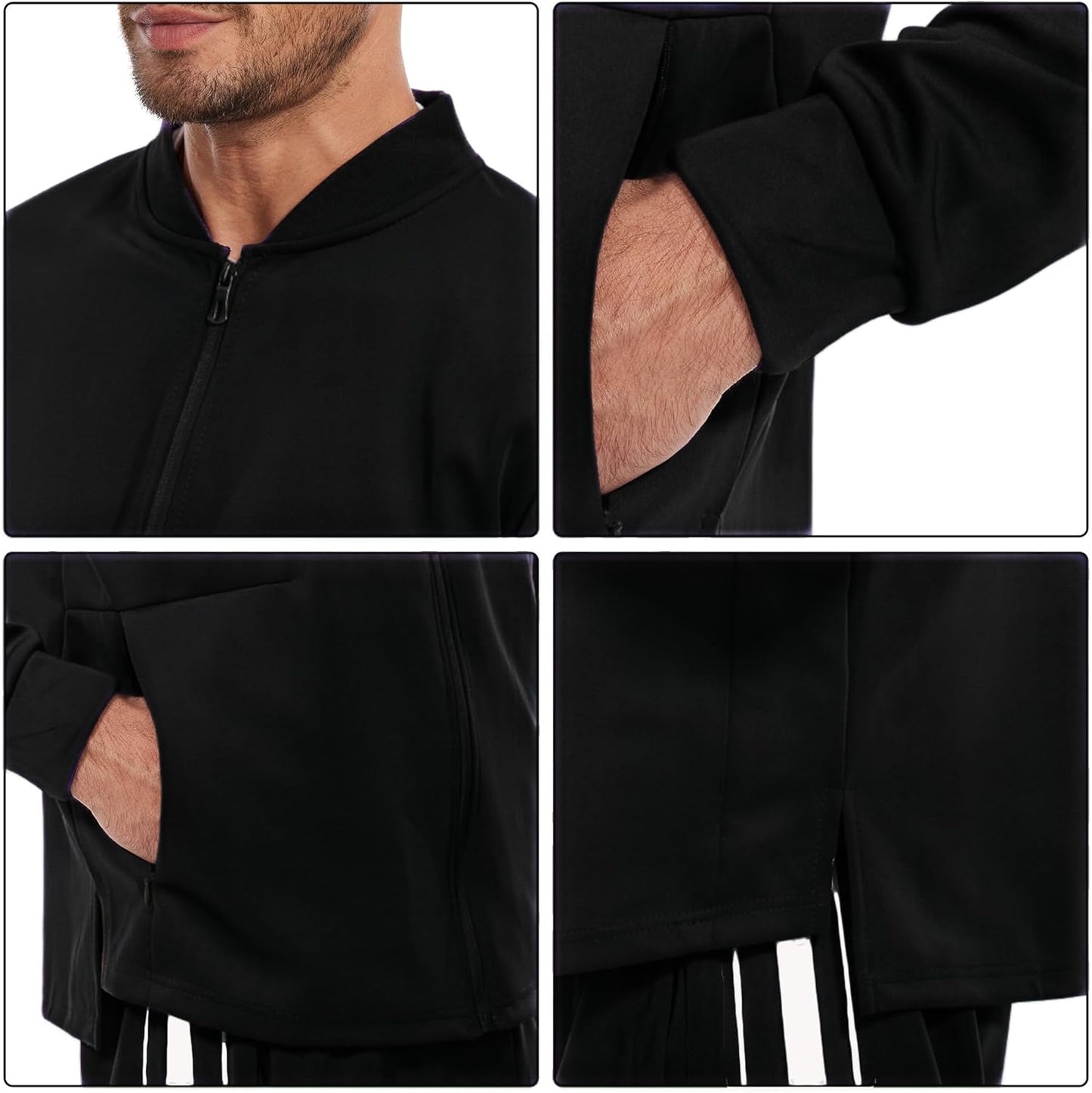 2 Piece Casual Sweat Jogging Suit Set Athletic Full Zip Hoodies