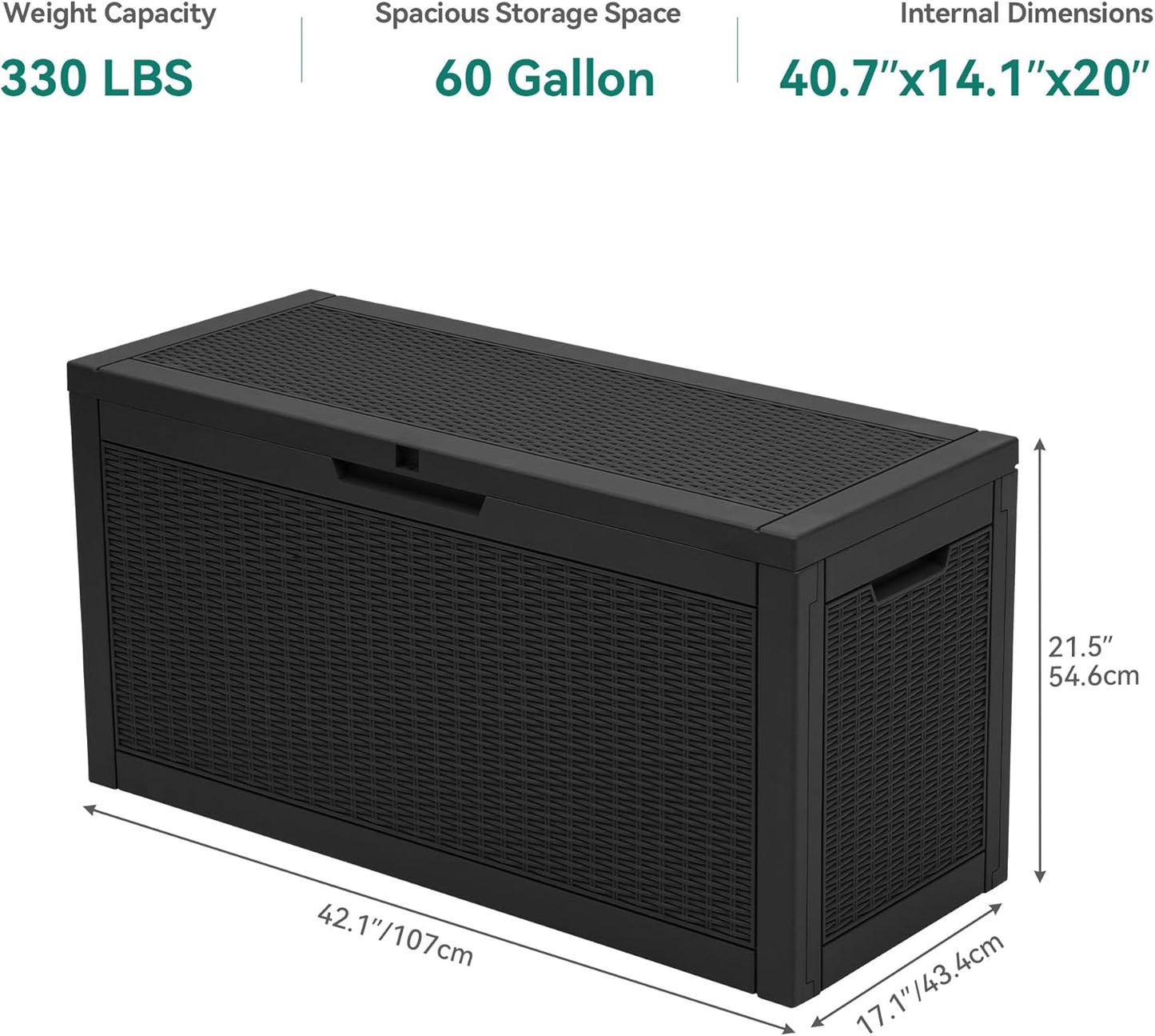 260 Gallon XXL Deck Box Outdoor Resin Lockable Water Resistant Storage Brown