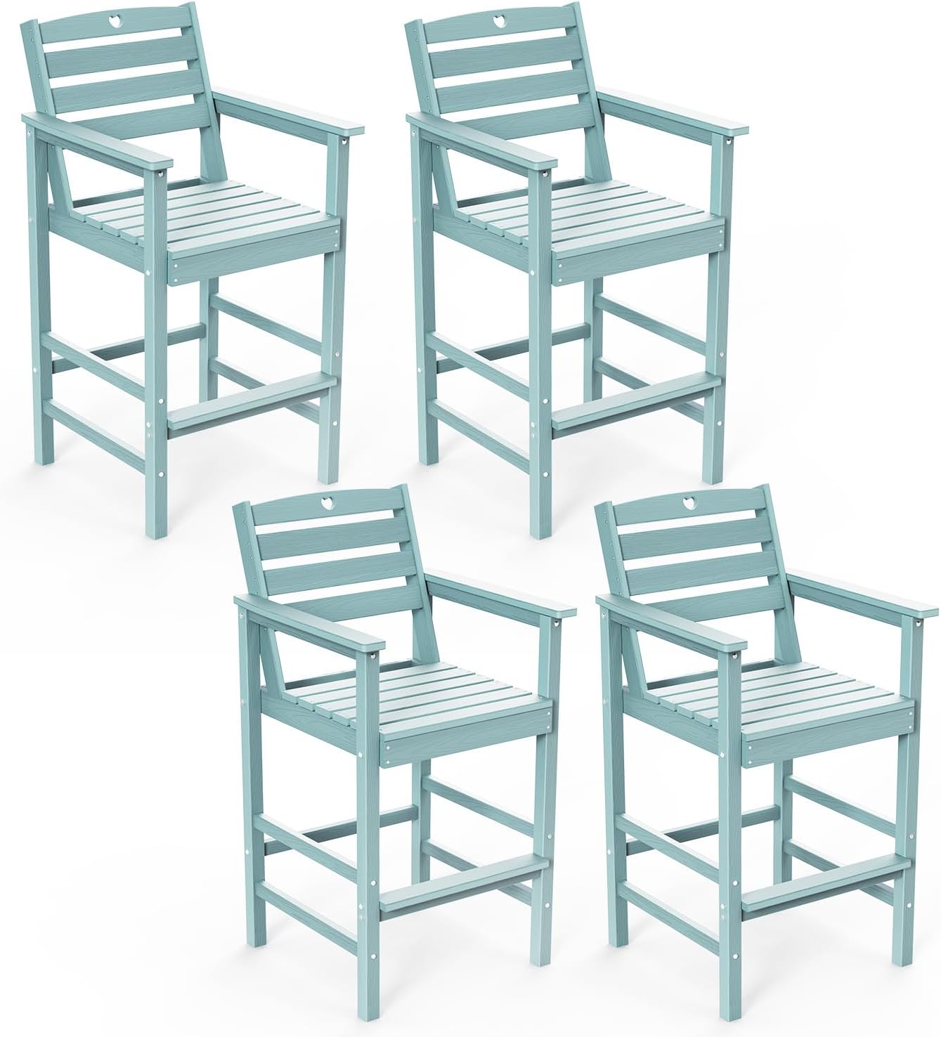 3 Piece Bar Height Patio Table and Chairs Set Weather Resistant HDPE Navy