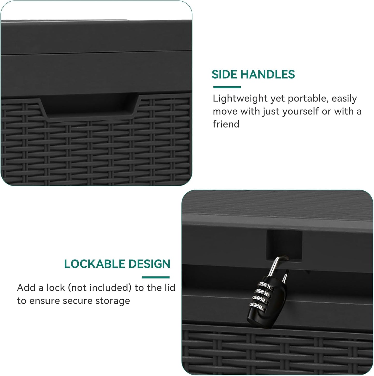 260 Gallon XXL Deck Box Outdoor Resin Lockable Water Resistant Storage Brown