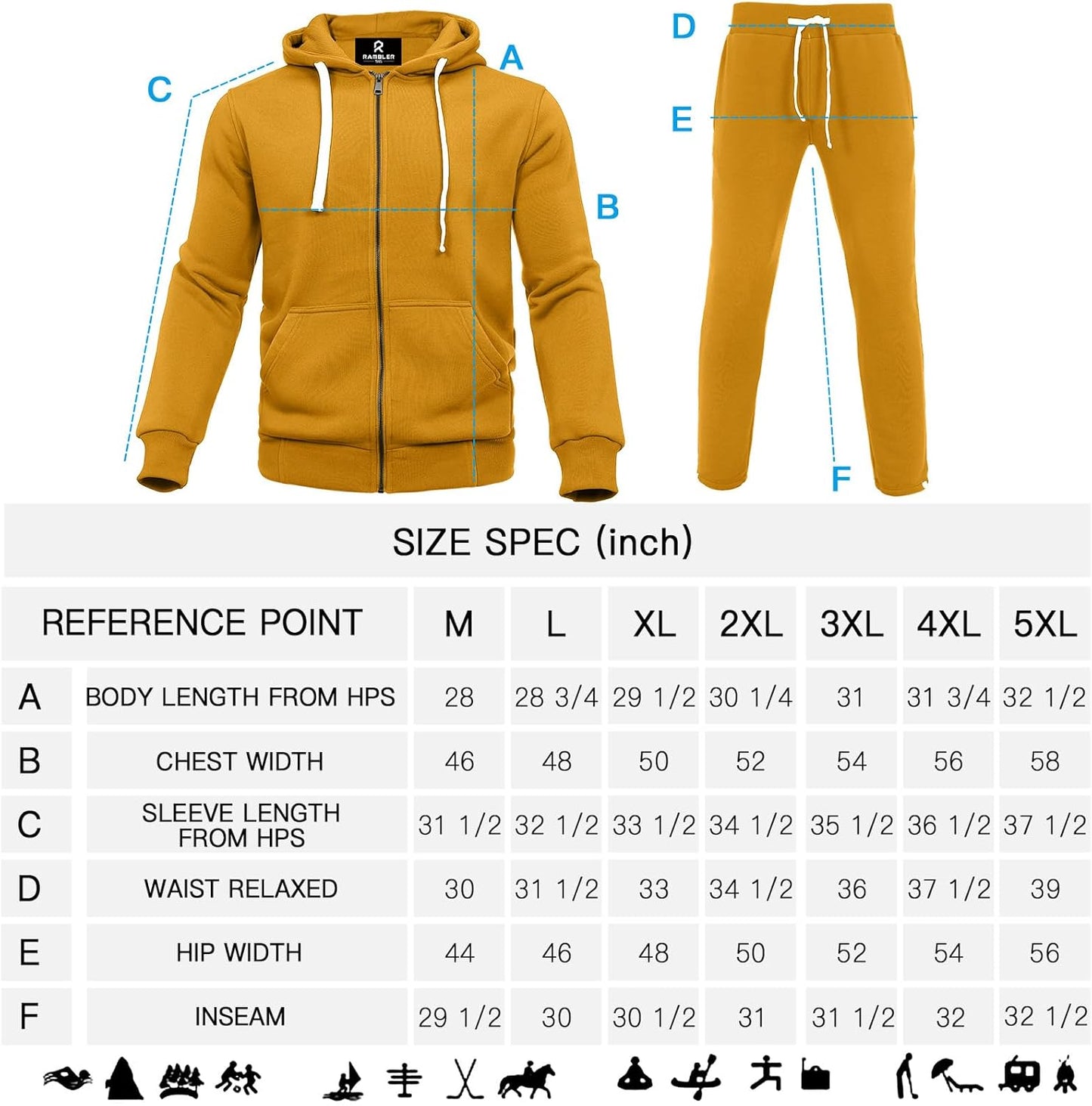 2 Piece Casual Sweat Jogging Suit Set Athletic Full Zip Hoodies
