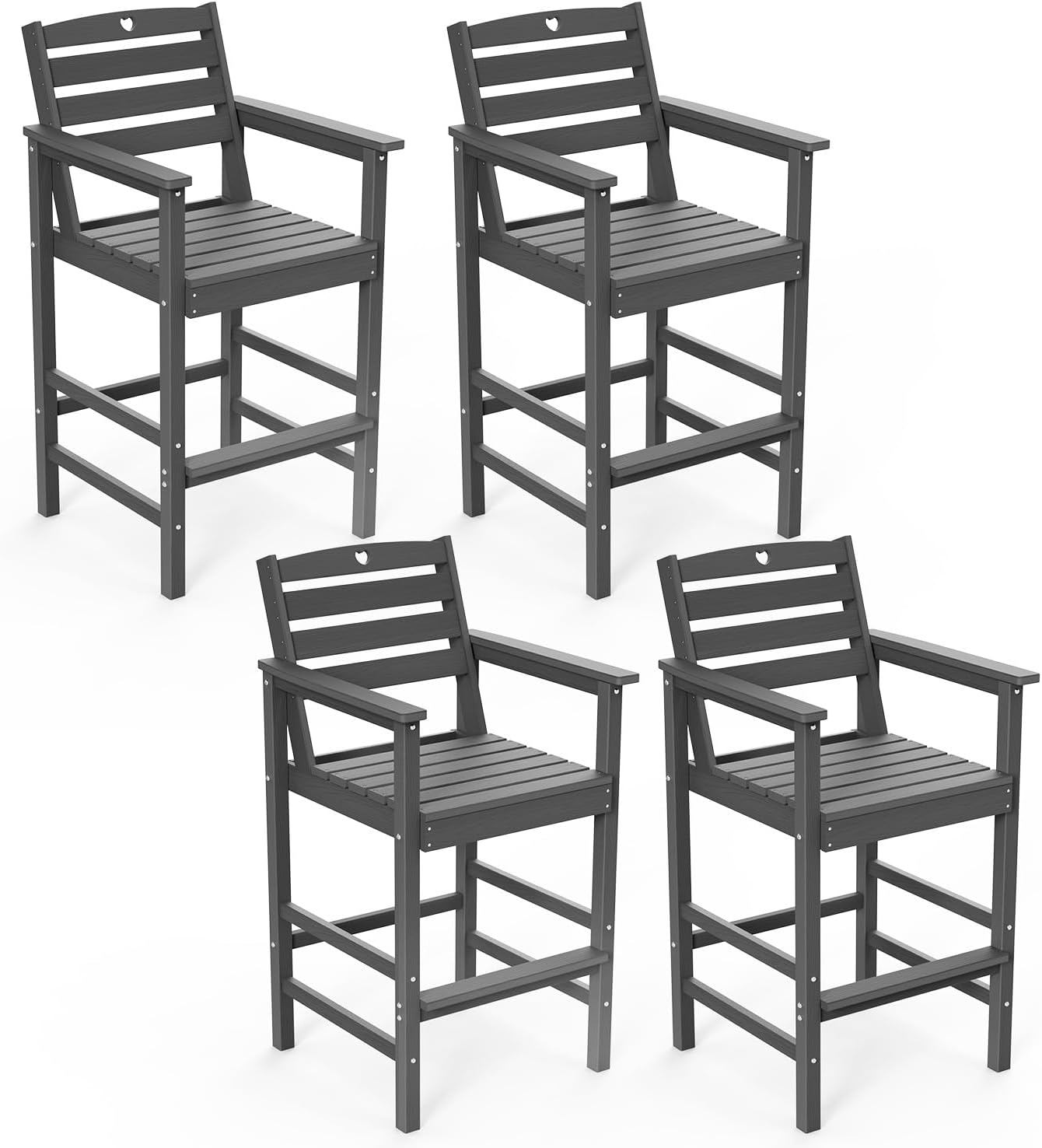 3 Piece Bar Height Patio Table and Chairs Set Weather Resistant HDPE Navy