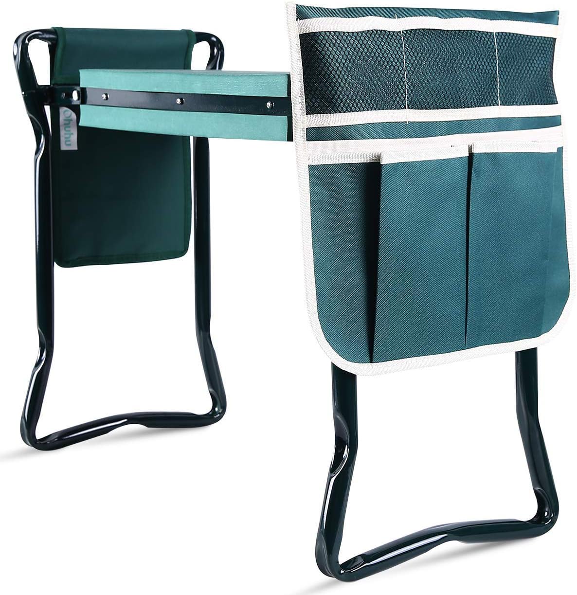 Foldable Heavy Duty Garden Kneeler and Seat with EVA Pad and Tool Pouches