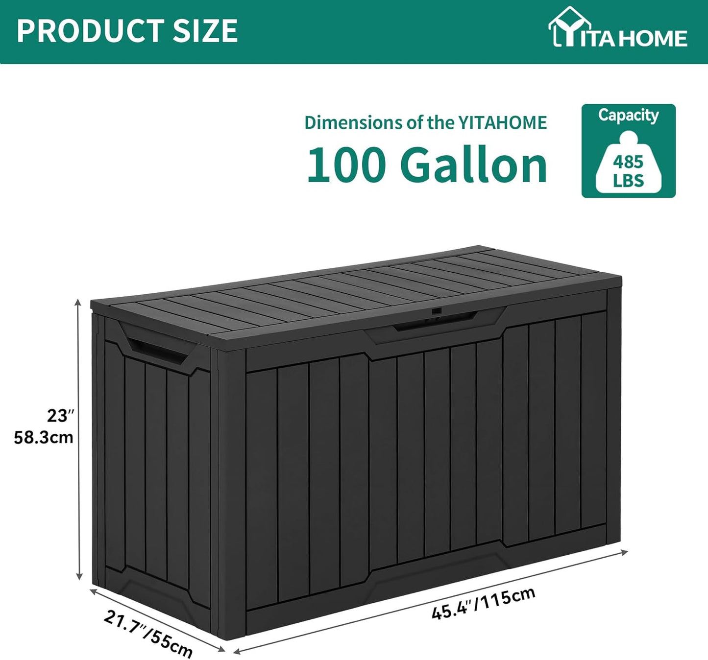 100 Gallon Resin Deck Box Weather Resistant Lockable Outdoor Storage Taupe