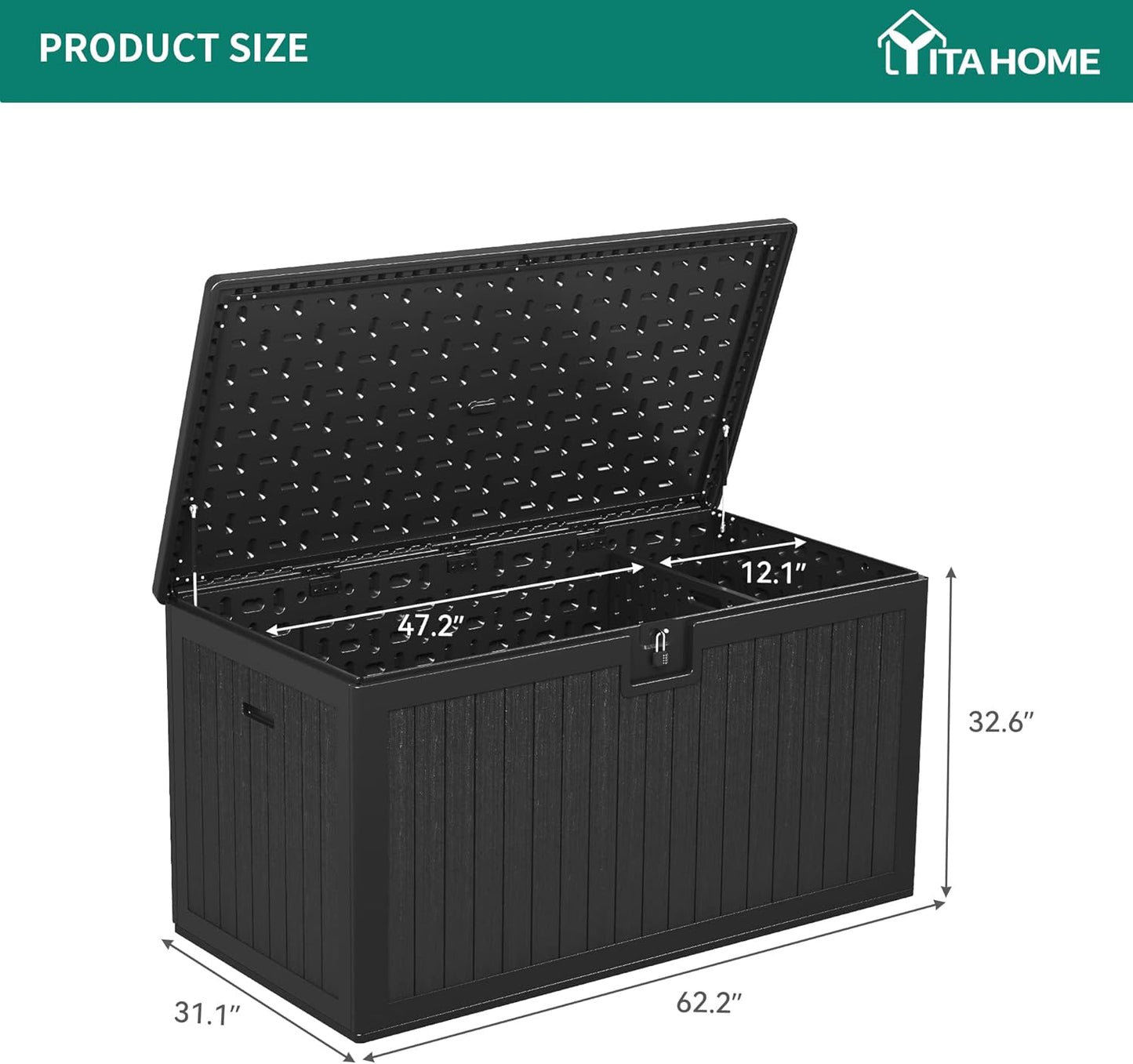 100 Gallon Resin Deck Box Weather Resistant Lockable Outdoor Storage Taupe