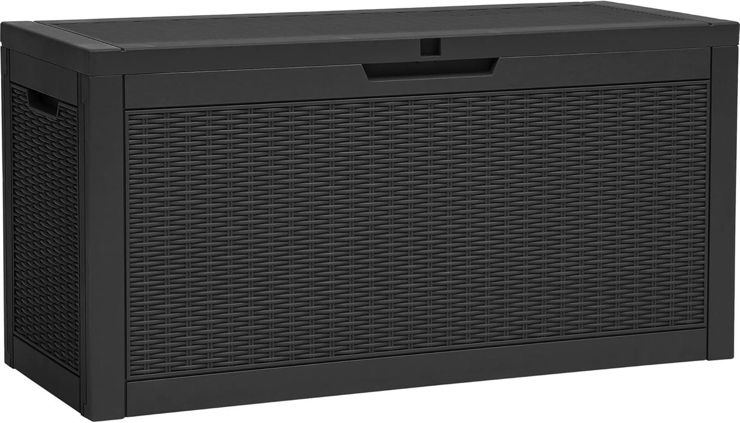 260 Gallon XXL Deck Box Outdoor Resin Lockable Water Resistant Storage Brown