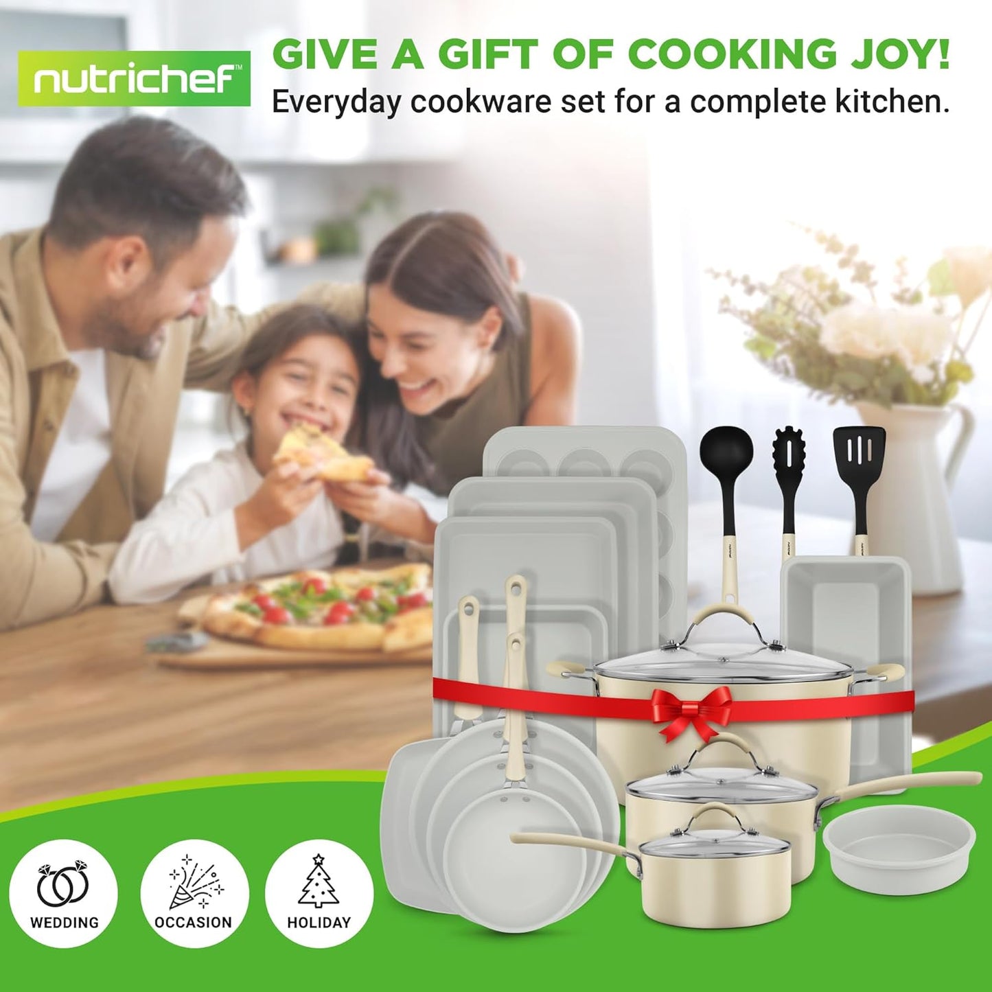 20 Piece Nonstick Cookware and Bakeware Set Pots and Pans with Cool Touch Handles