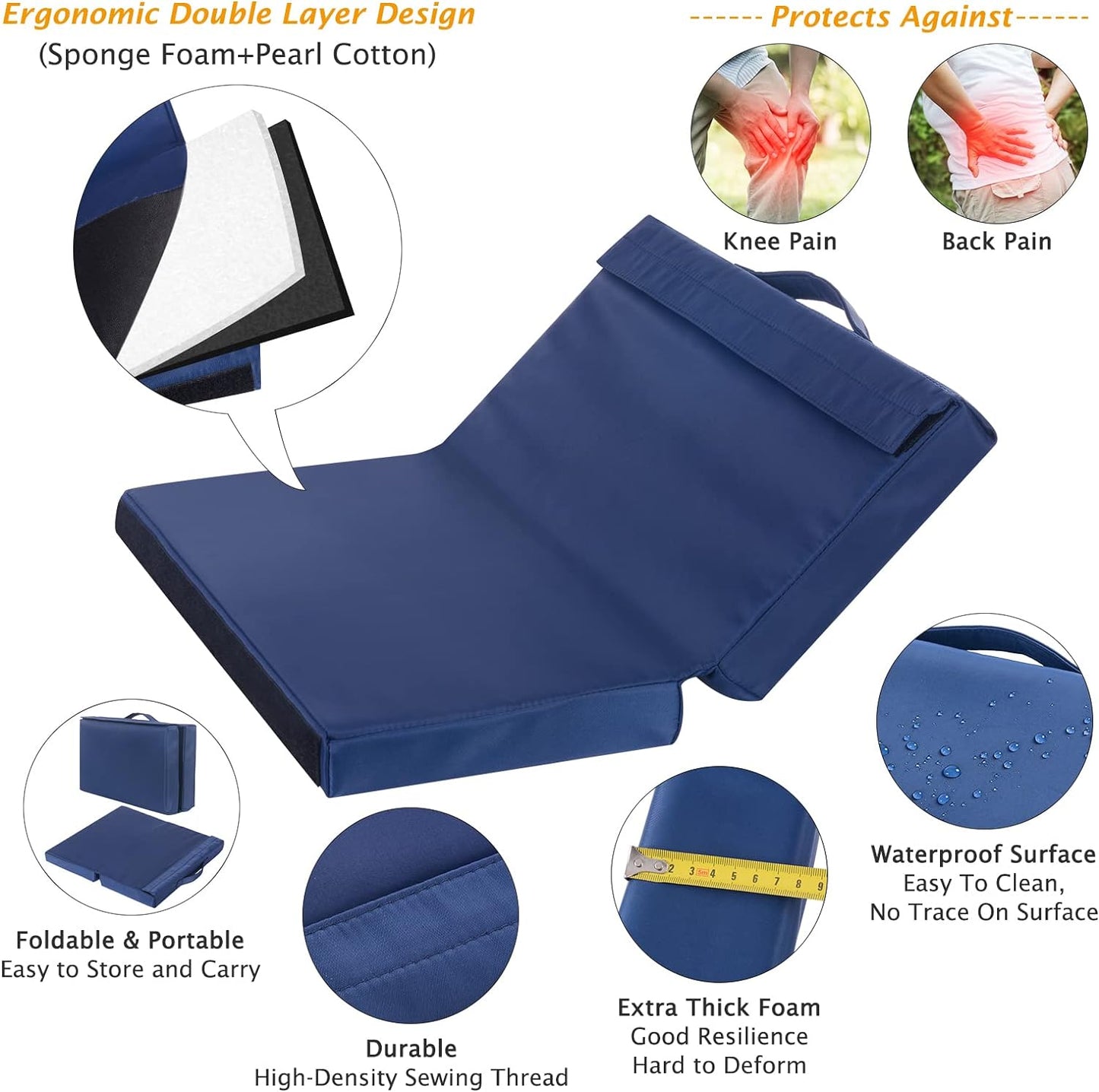 Heavy Duty Garden Kneeler and Seat with Soft Pad and Tool Pouches