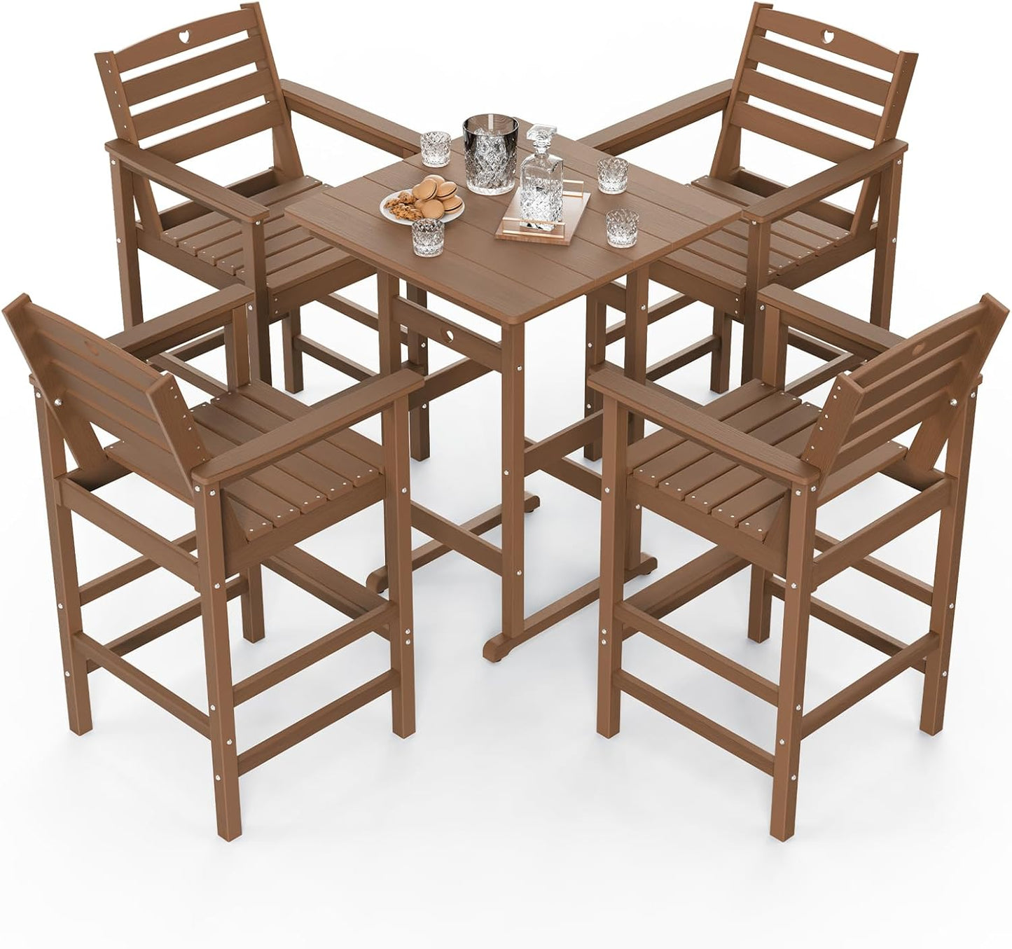 3 Piece Bar Height Patio Table and Chairs Set Weather Resistant HDPE Navy