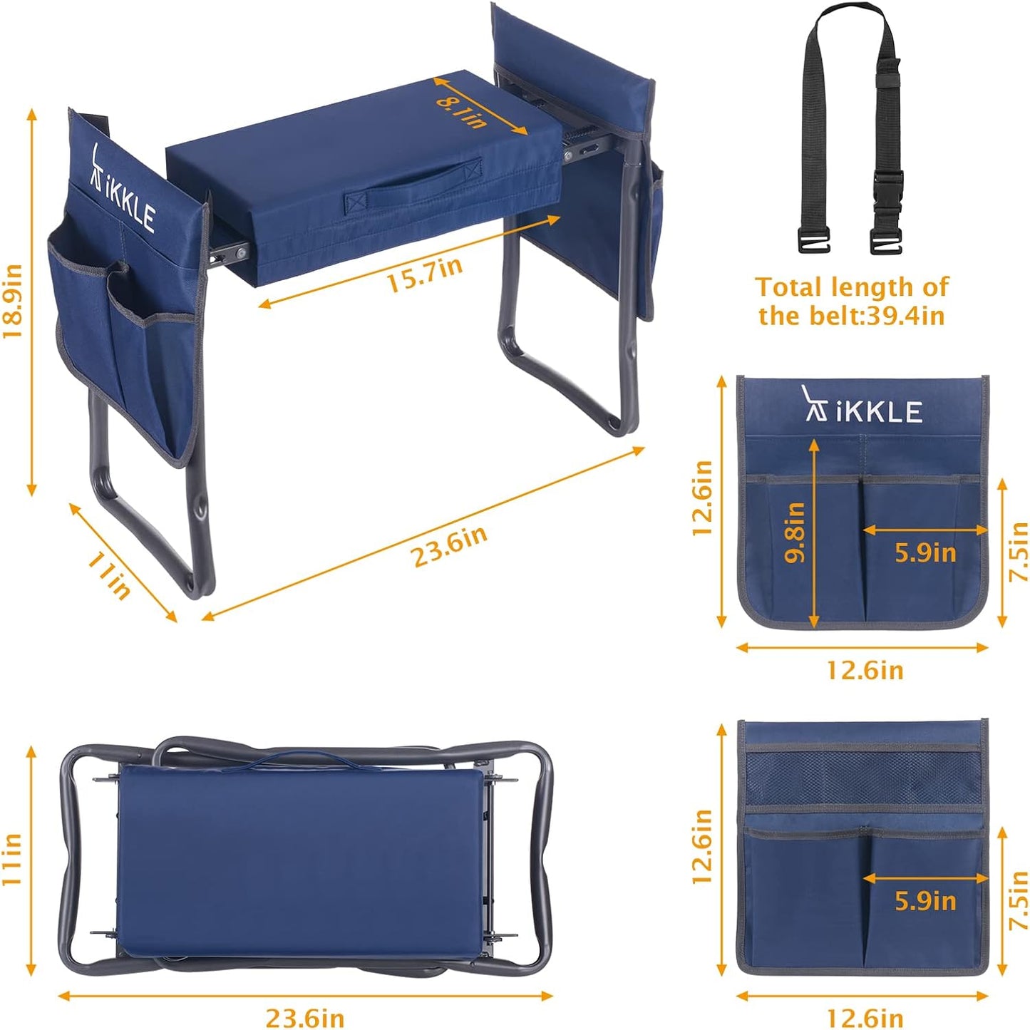 Heavy Duty Garden Kneeler and Seat with Soft Pad and Tool Pouches