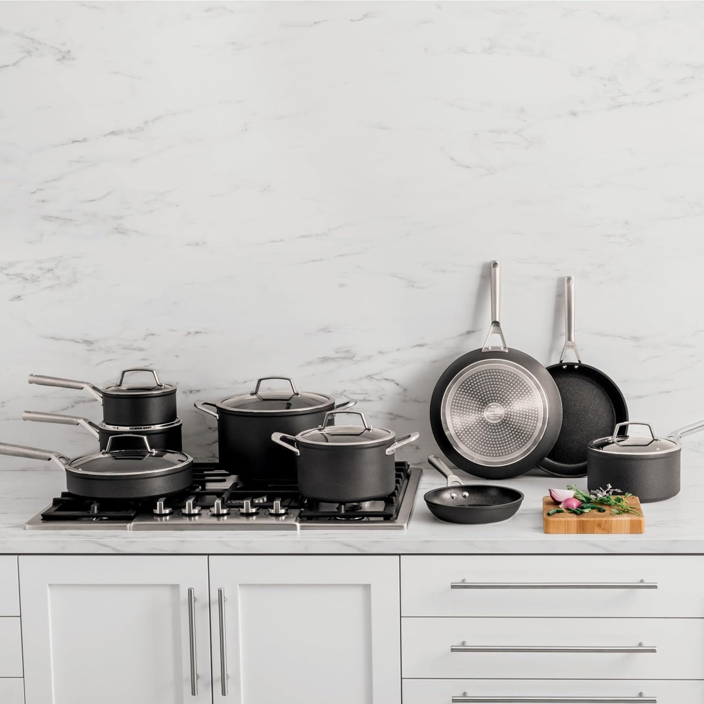 13 Piece Foodi NeverStick Hard Anodized Nonstick Cookware Set Oven Safe Grey