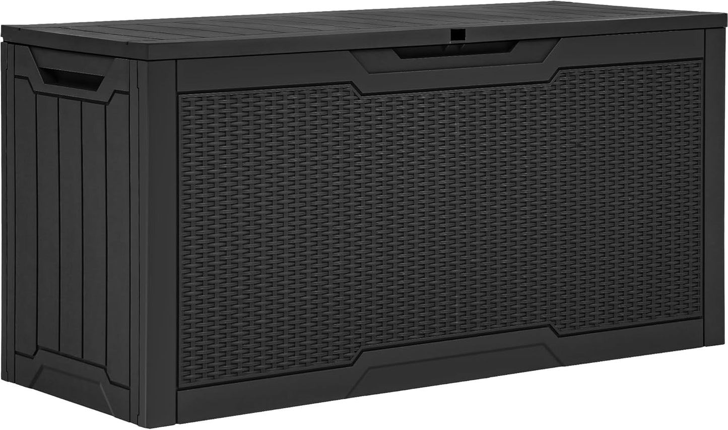 260 Gallon XXL Deck Box Outdoor Resin Lockable Water Resistant Storage Brown