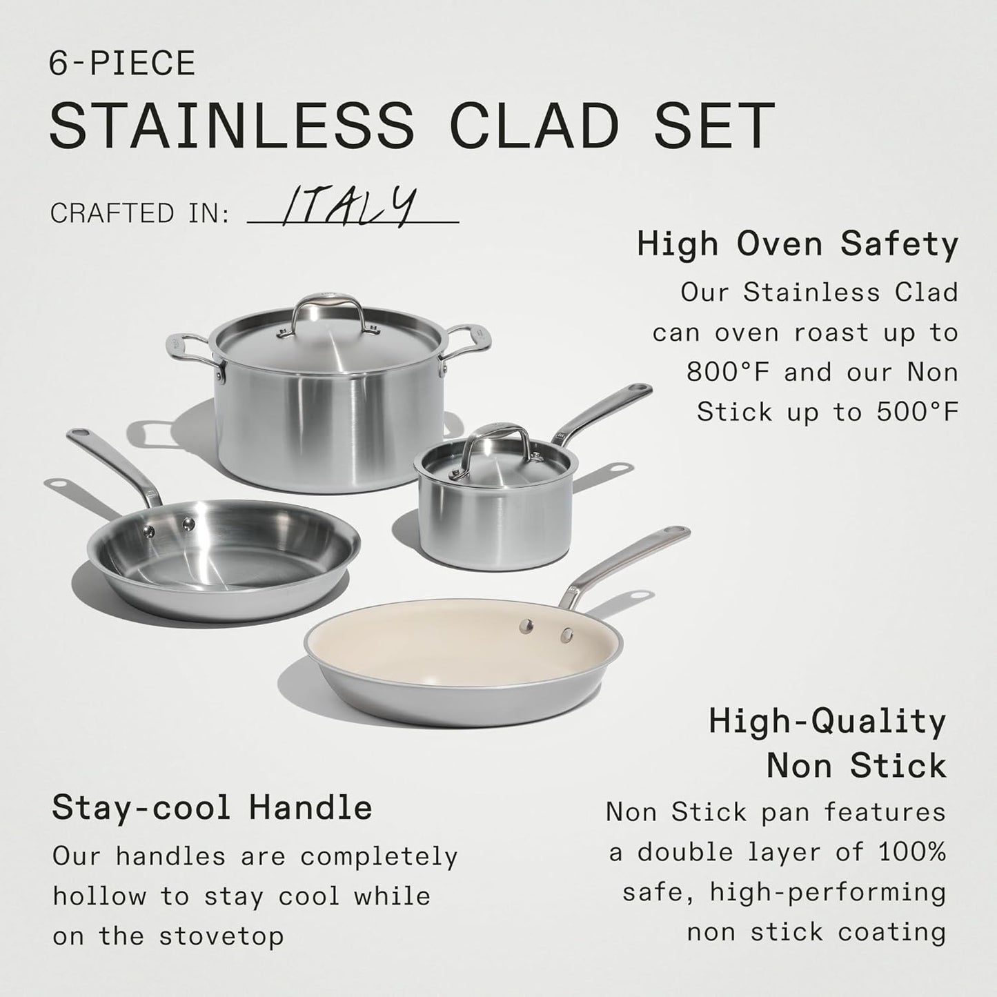 10 Piece Stainless Steel Cookware Set Frying Pans Saucepans Saucier Stock Pot