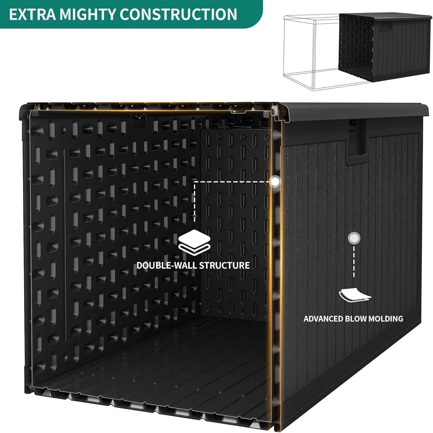 260 Gallon XXL Deck Box Outdoor Resin Lockable Water Resistant Storage Brown