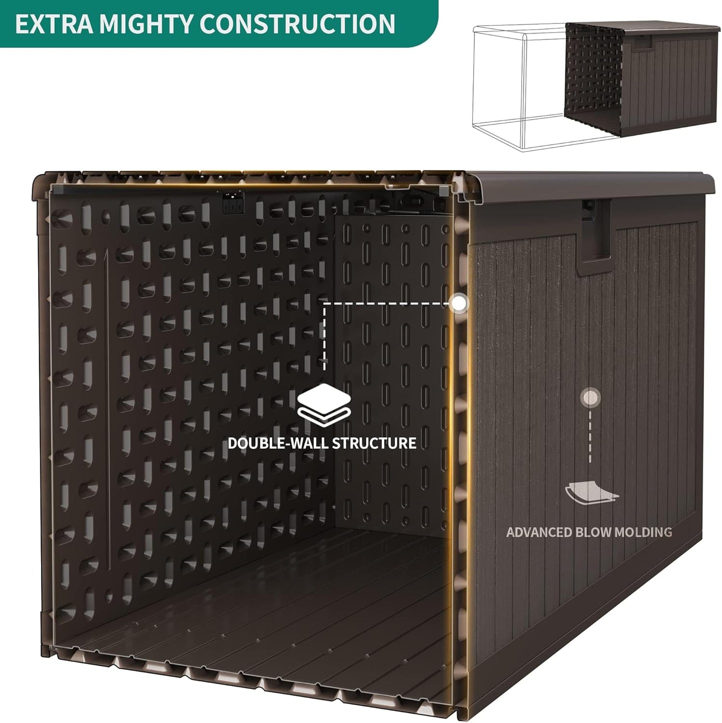 100 Gallon Resin Deck Box Weather Resistant Lockable Outdoor Storage Taupe