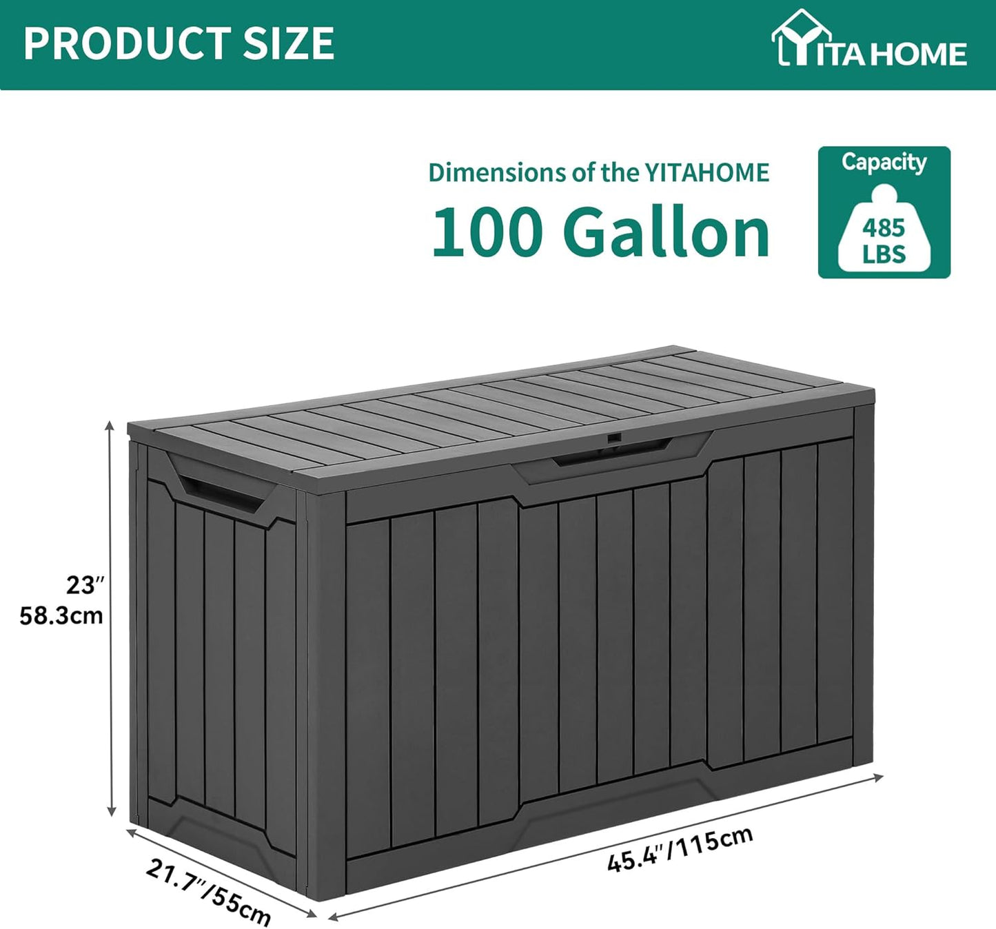 100 Gallon Resin Deck Box Weather Resistant Lockable Outdoor Storage Taupe