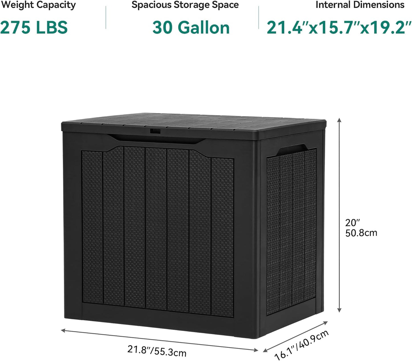 260 Gallon XXL Deck Box Outdoor Resin Lockable Water Resistant Storage Brown