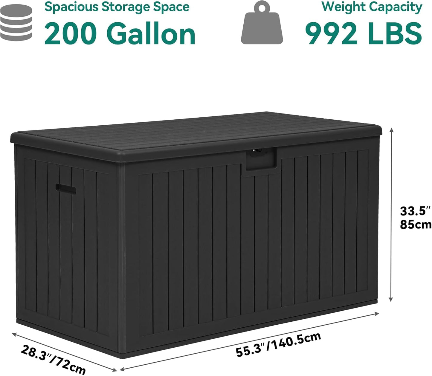 260 Gallon XXL Deck Box Outdoor Resin Lockable Water Resistant Storage Brown