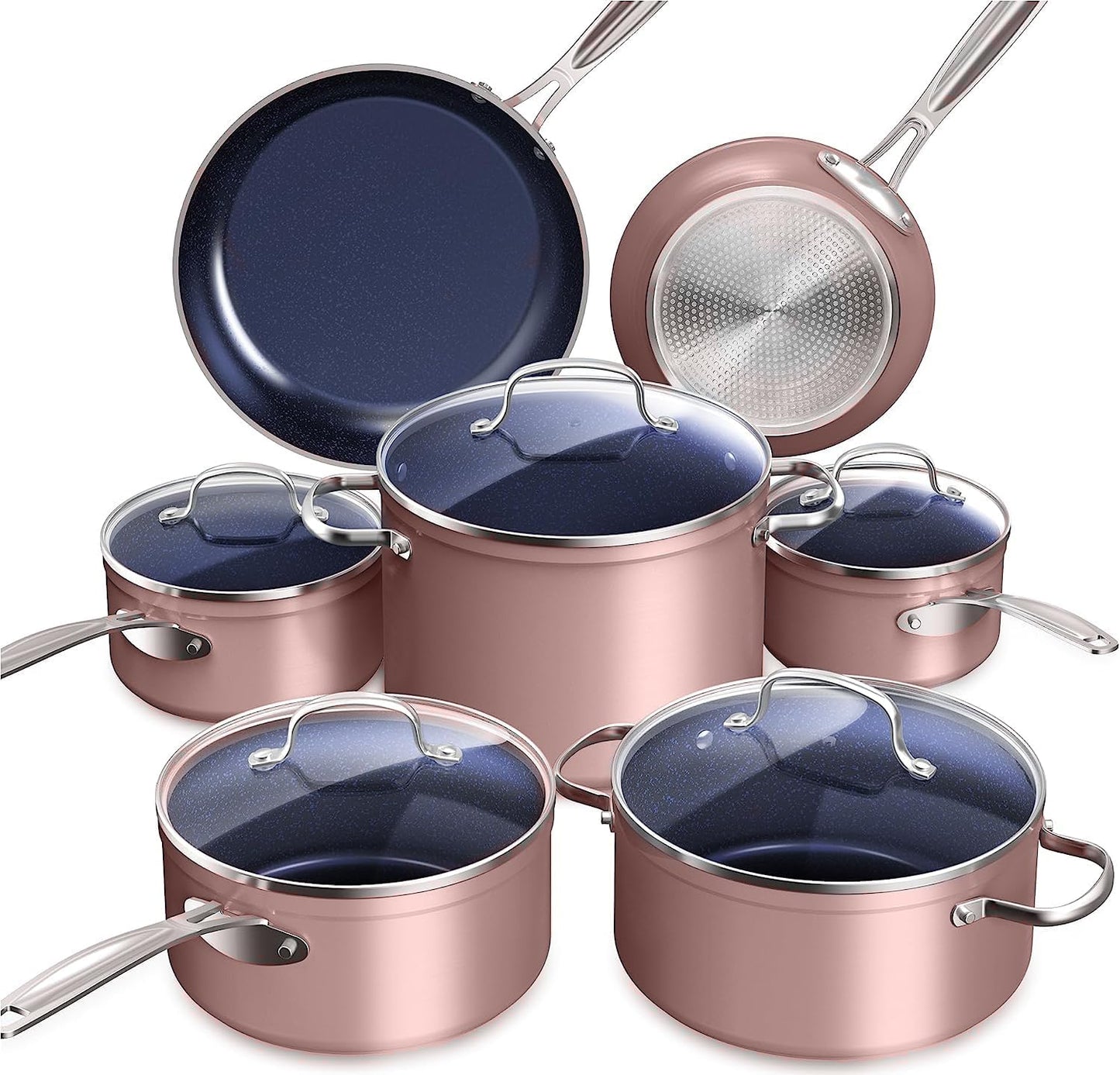 Duralon Blue Ceramic Nonstick Cookware Set Diamond Infused PFAS Free