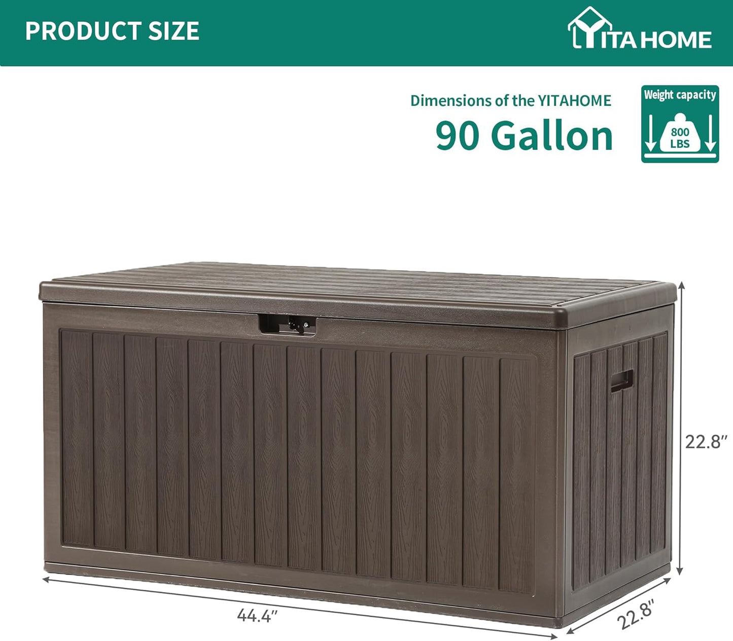 100 Gallon Resin Deck Box Weather Resistant Lockable Outdoor Storage Taupe