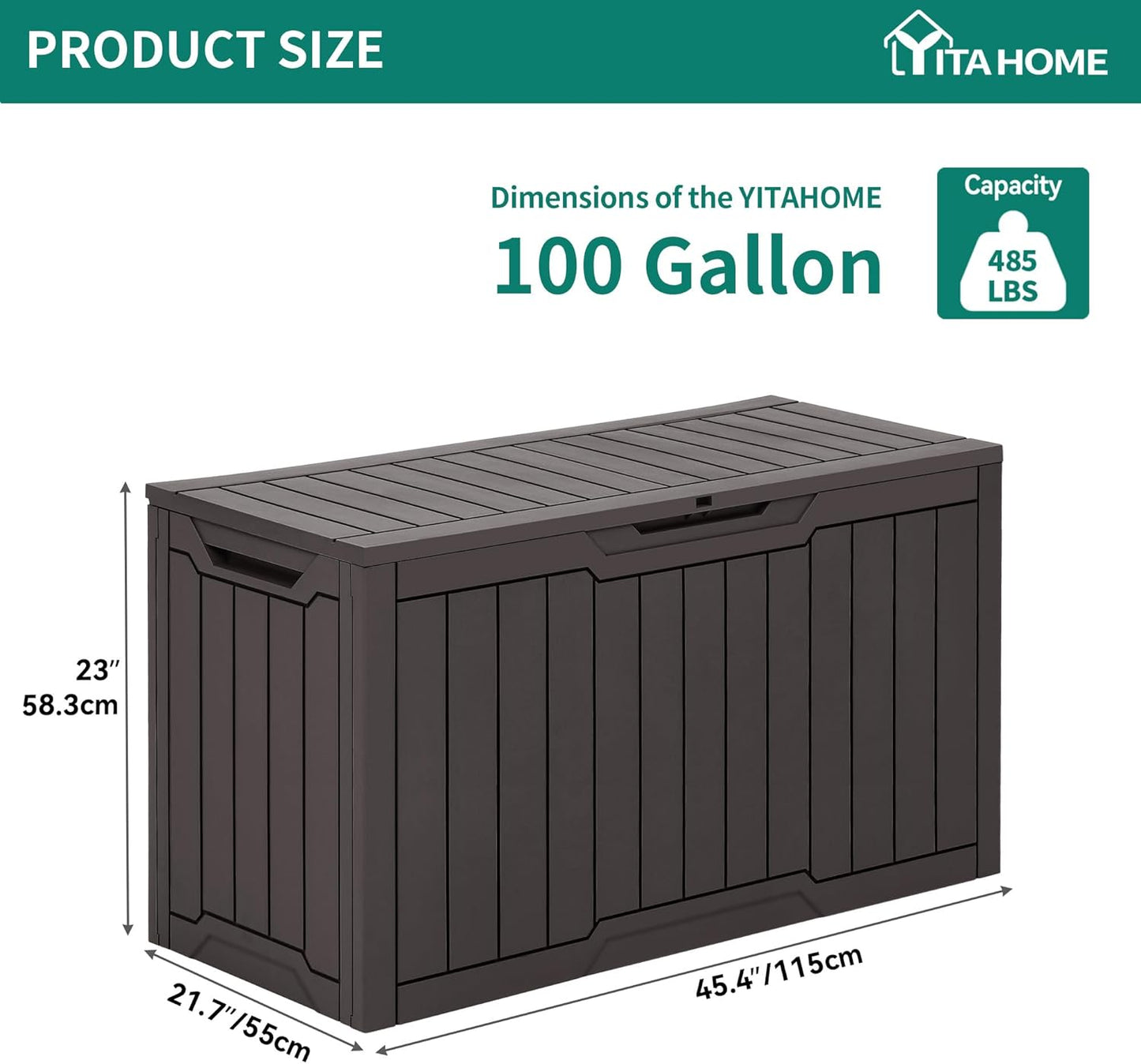 100 Gallon Resin Deck Box Weather Resistant Lockable Outdoor Storage Taupe