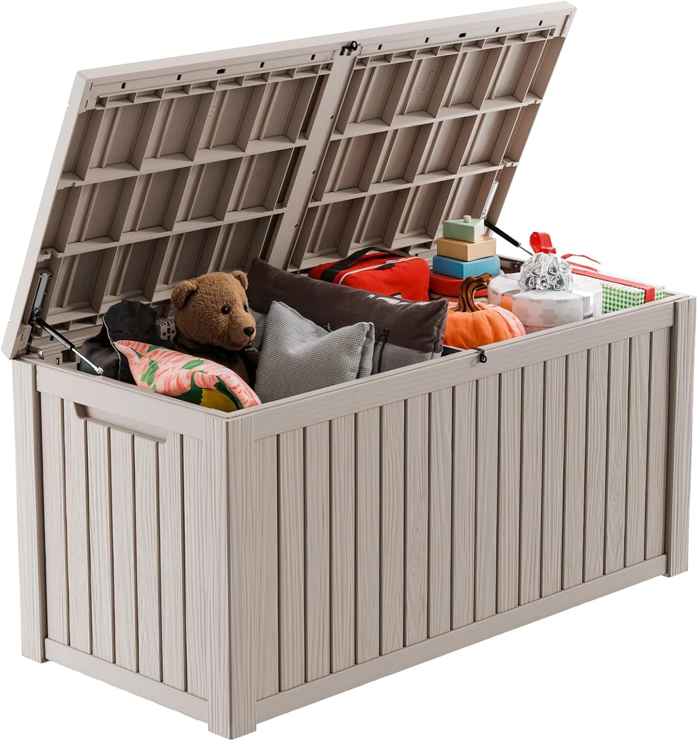 100 Gallon Resin Deck Box Lockable Waterproof Outdoor Storage Black
