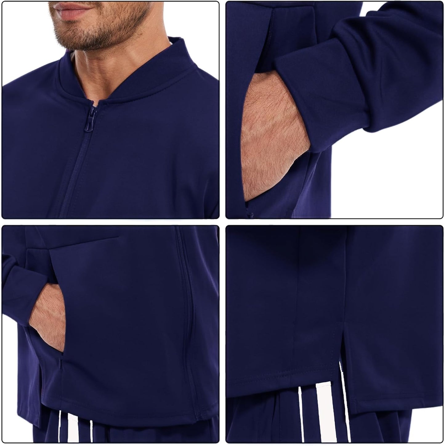 2 Piece Casual Sweat Jogging Suit Set Athletic Full Zip Hoodies