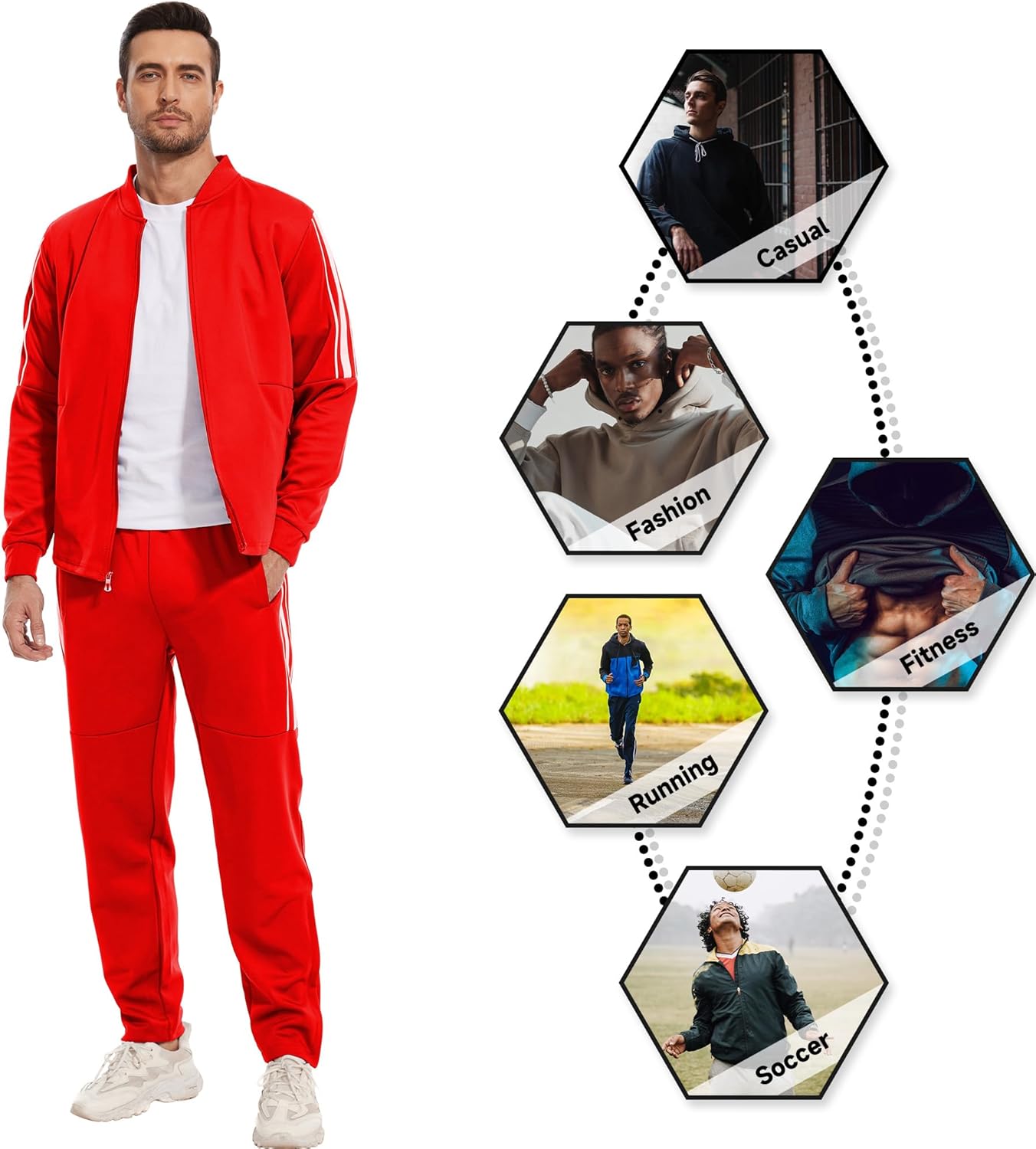 2 Piece Casual Sweat Jogging Suit Set Athletic Full Zip Hoodies