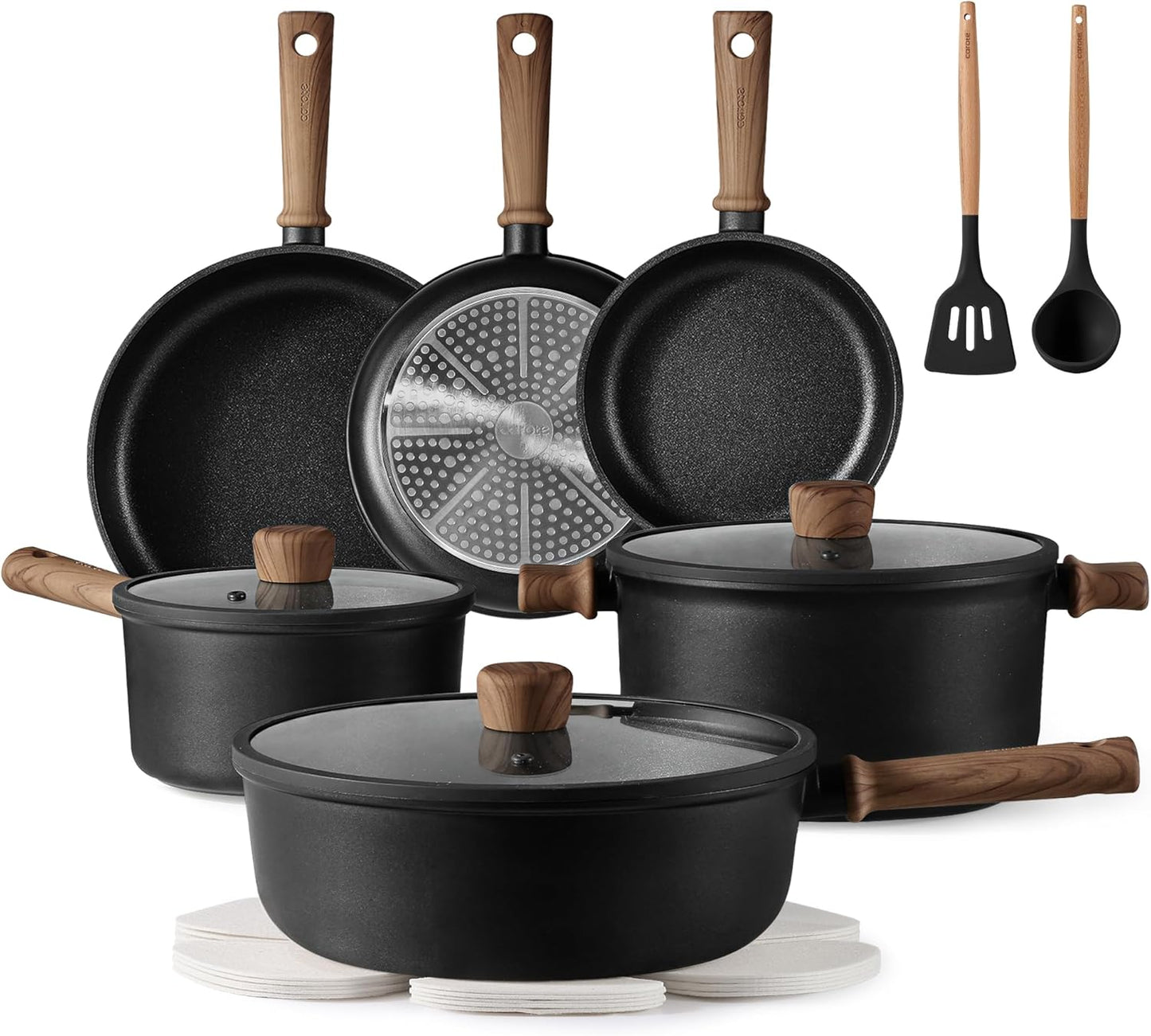 16 Piece Nonstick Pots and Pans Set Induction Compatible Kitchen Cookware