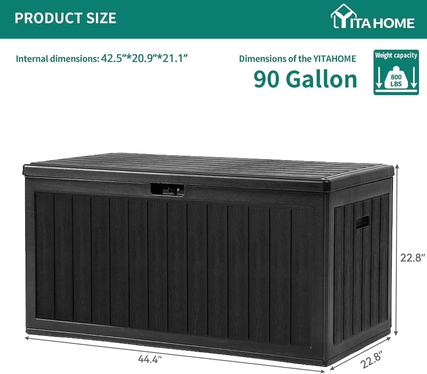 100 Gallon Resin Deck Box Weather Resistant Lockable Outdoor Storage Taupe