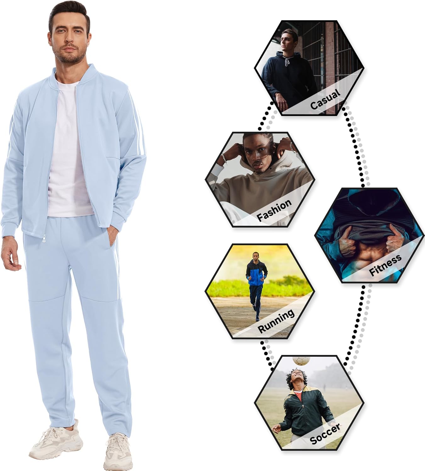 2 Piece Casual Sweat Jogging Suit Set Athletic Full Zip Hoodies
