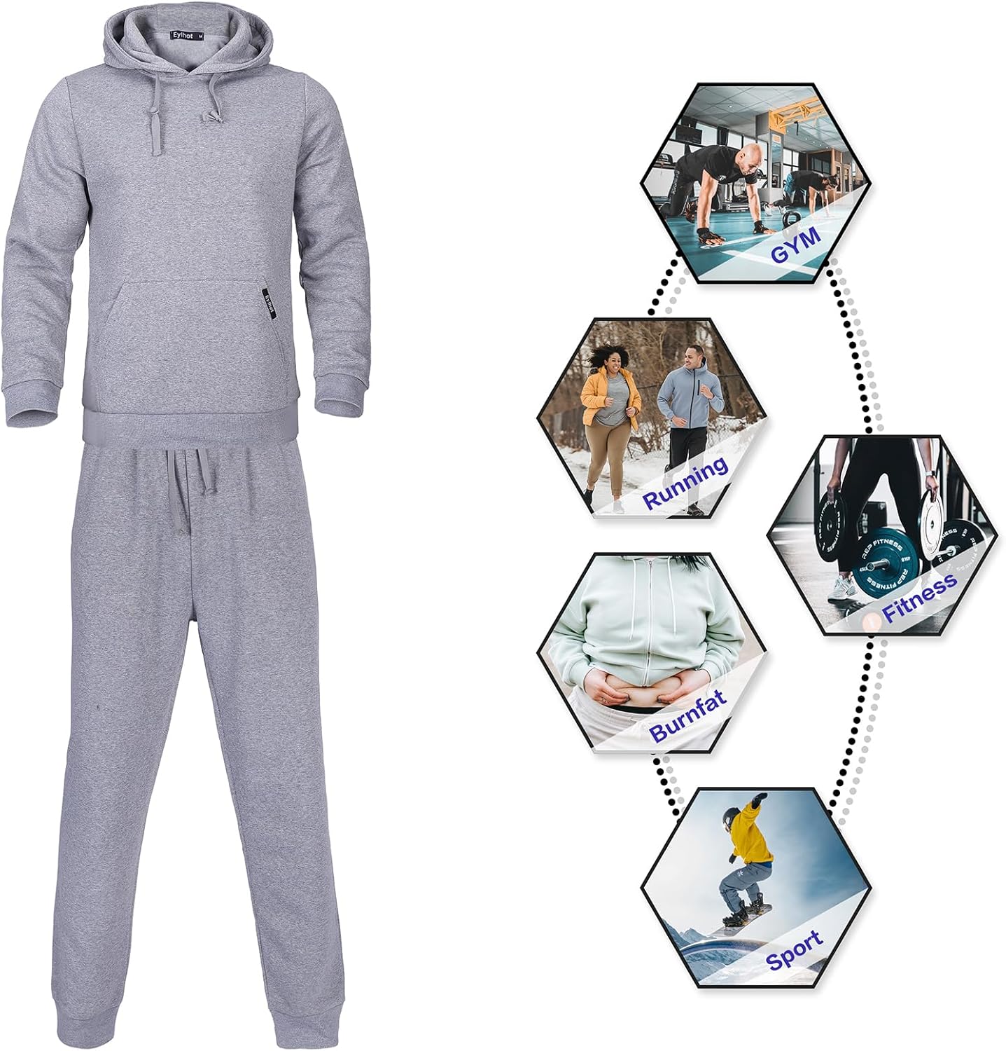 Men's Tracksuit 2 Piece Athletic Hoodies Sport Jogging Suits With Pockets