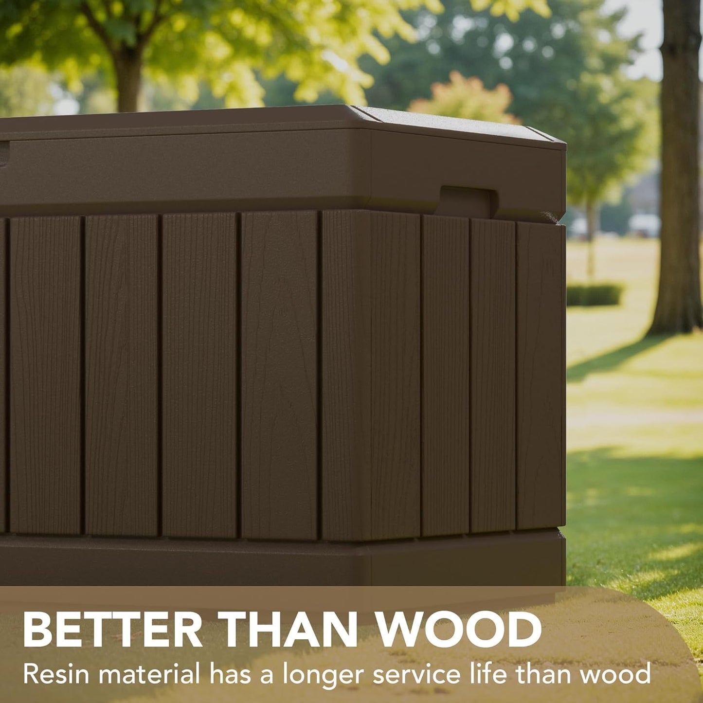 100 Gallon Large Resin Deck Box Waterproof Lockable Outdoor Storage Black