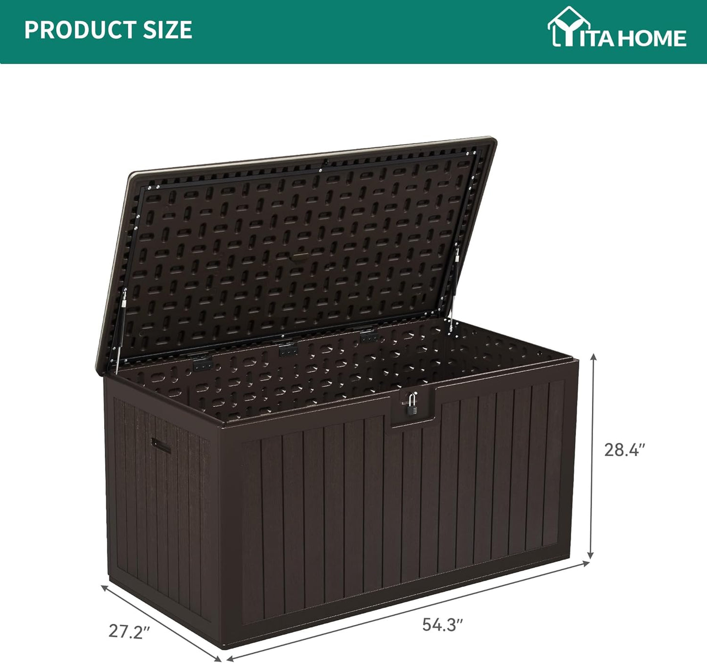 100 Gallon Resin Deck Box Weather Resistant Lockable Outdoor Storage Taupe
