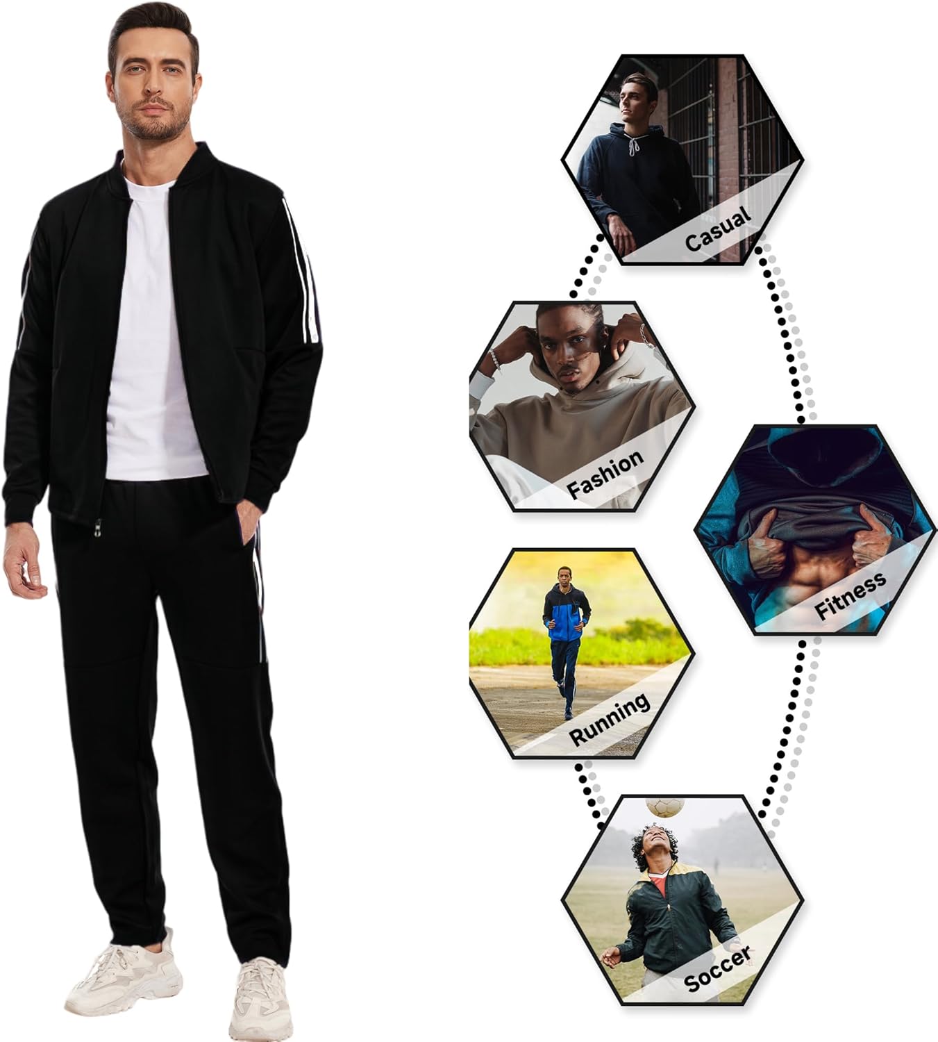 2 Piece Casual Sweat Jogging Suit Set Athletic Full Zip Hoodies