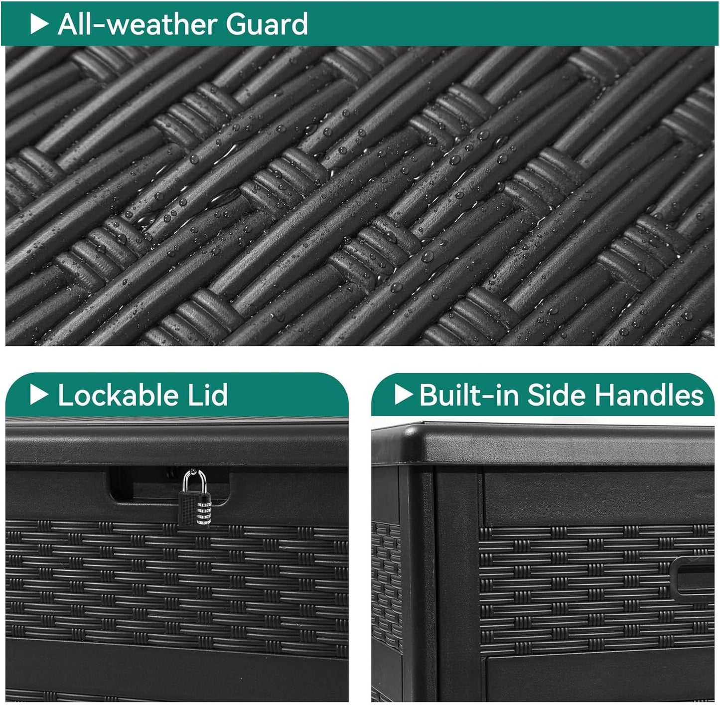 100 Gallon Resin Deck Box Weather Resistant Lockable Outdoor Storage Taupe