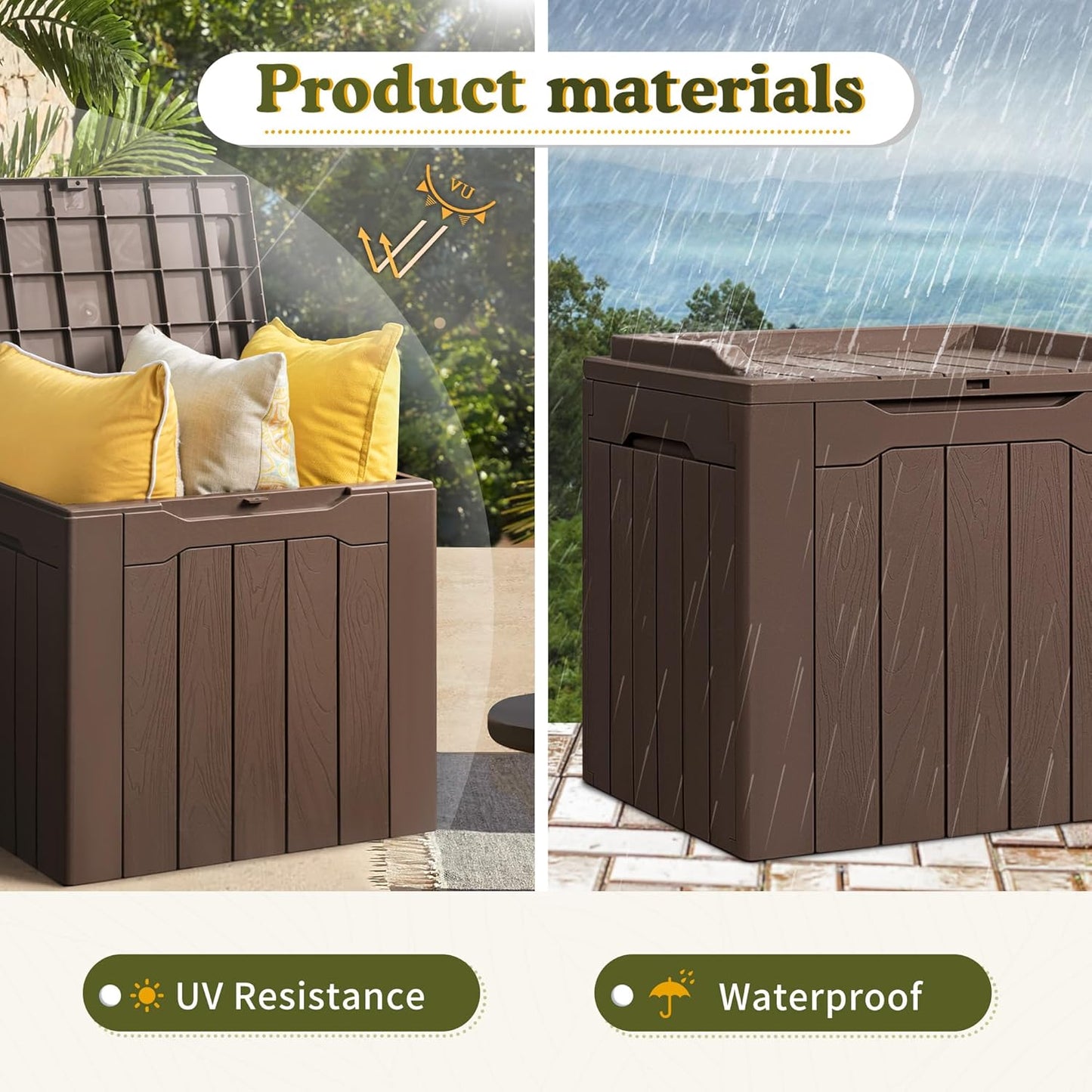 100 Gallon Large Resin Deck Box Waterproof Lockable Outdoor Storage Black