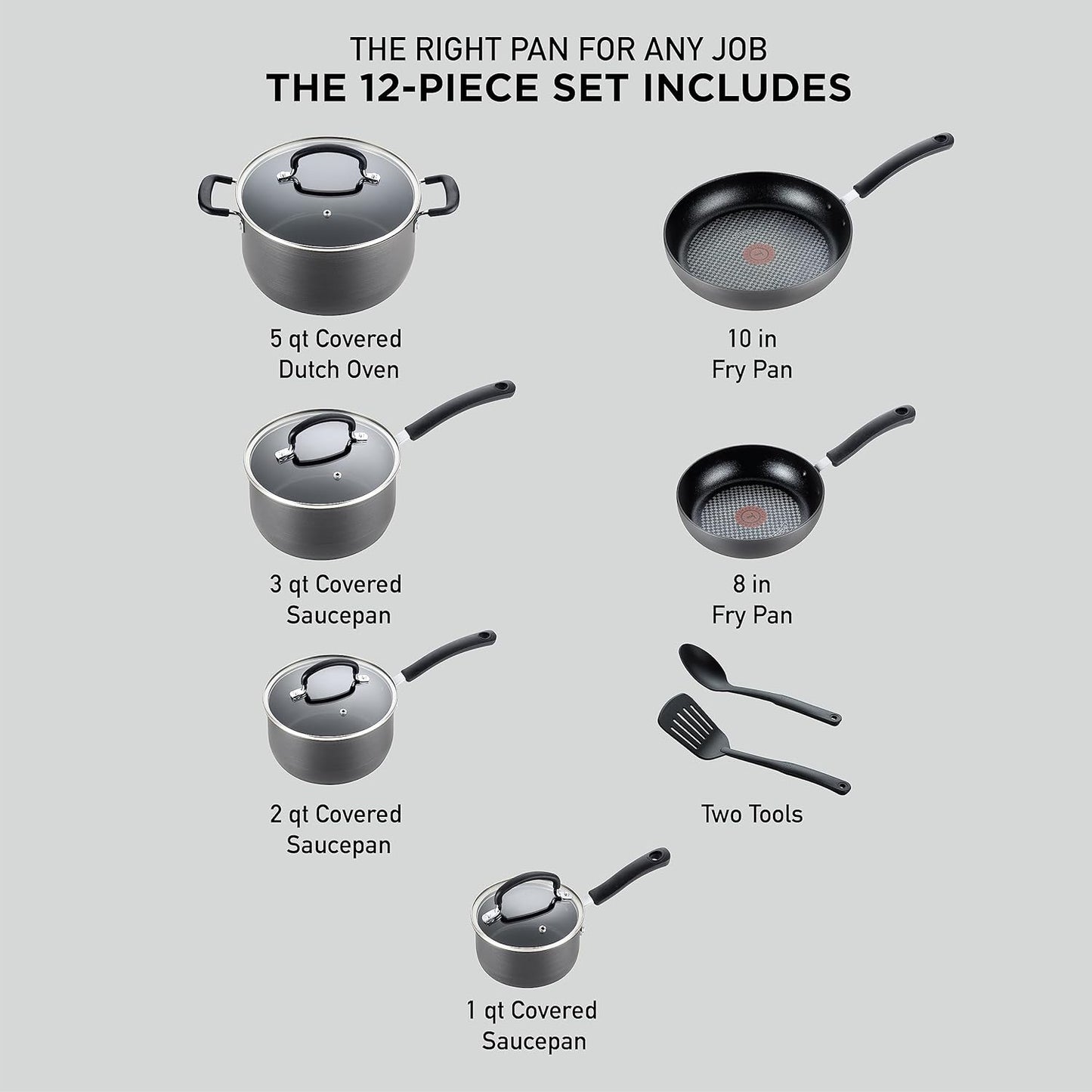14 Piece Hard Anodized Nonstick Cookware Set Pots Pans Fry Pans and Dutch Oven