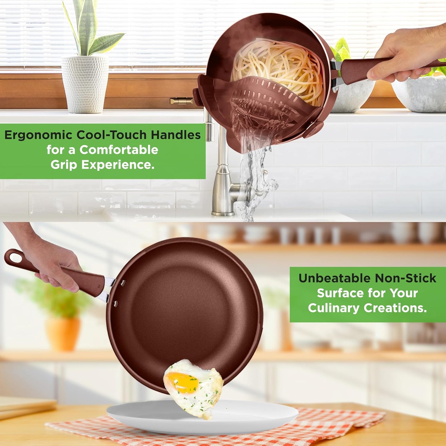 20 Piece Nonstick Cookware and Bakeware Set Pots and Pans with Cool Touch Handles