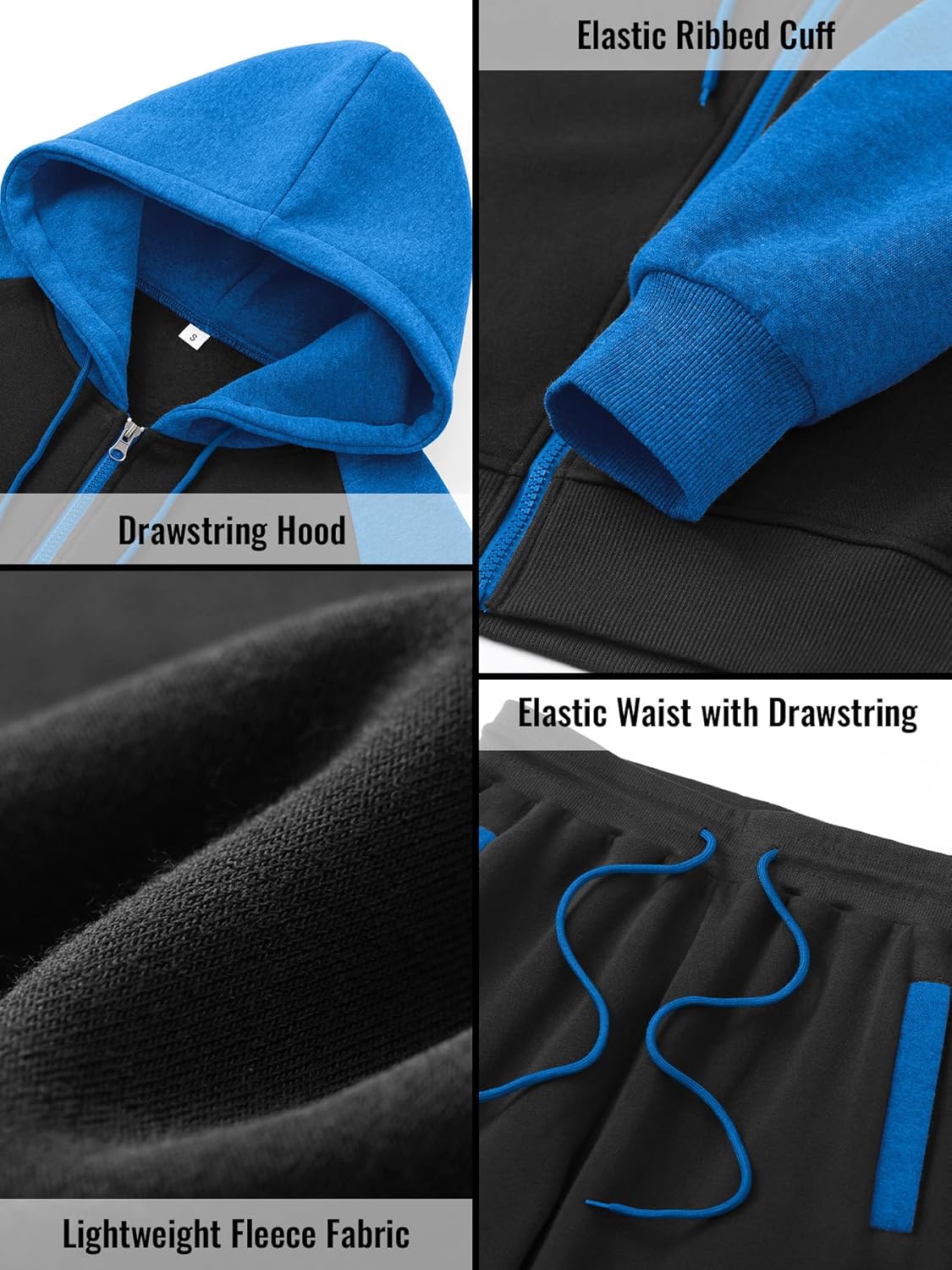 Zip Up Hoodie Sweatsuits Athletic Jogging Suit Set Casual Outfit with Pockets